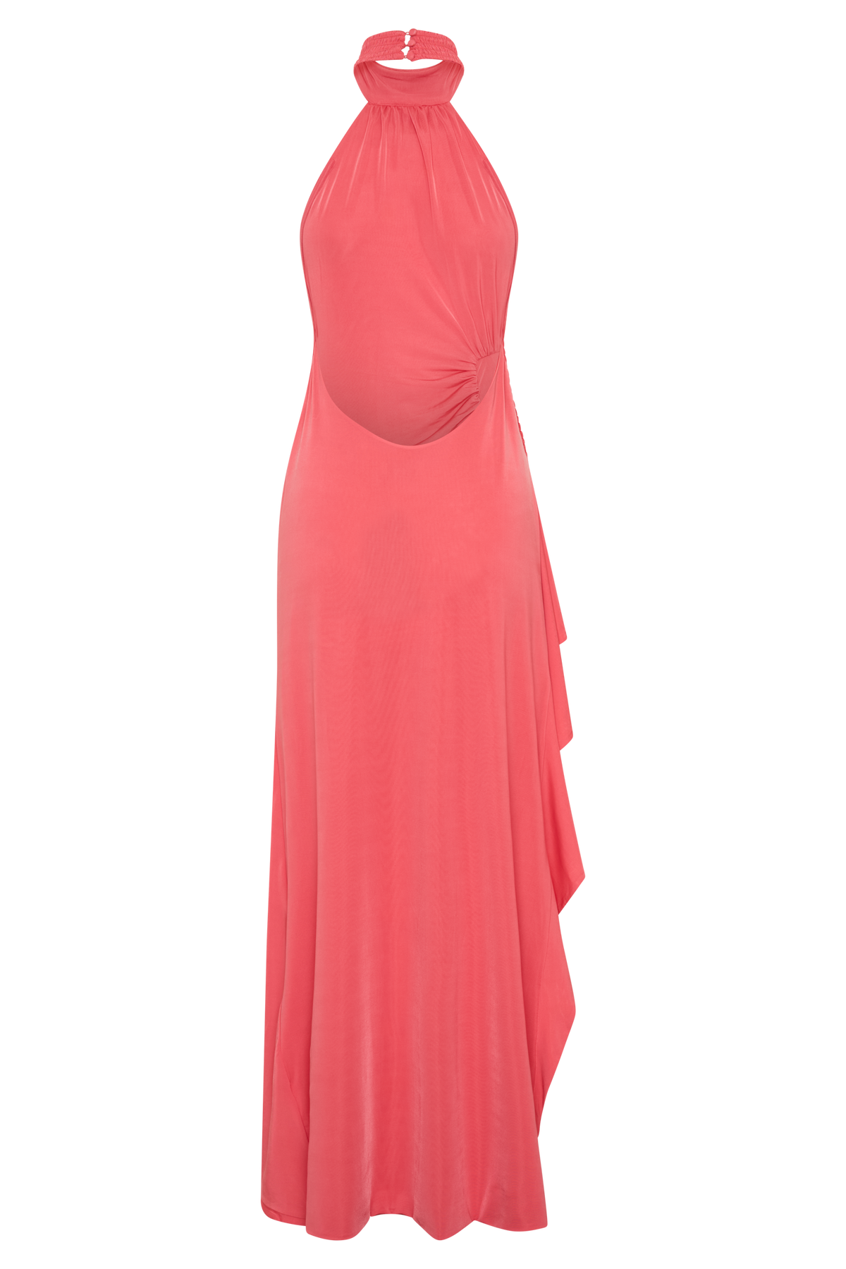 Andaluz High Neck Side Split Dress - Pink Peach