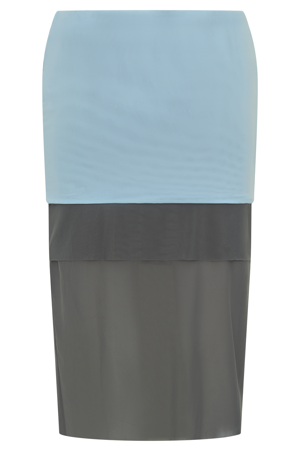 Arielle Mesh Layered Midi Skirt - Pale Blue/Navy