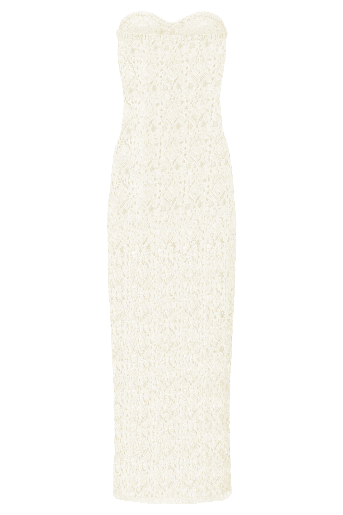 Aeline Strapless Crochet Knit Top - Ivory