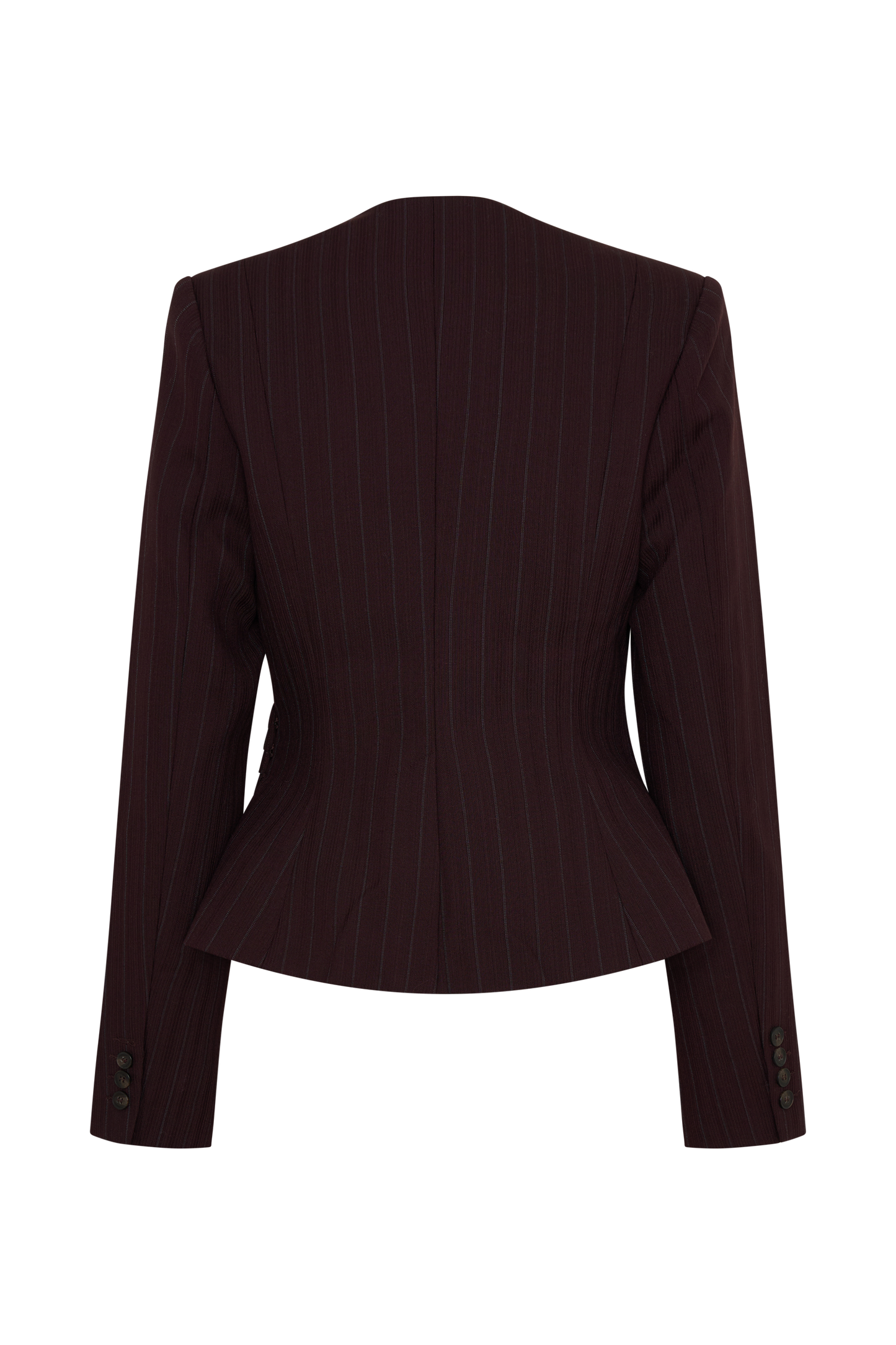Agatha Square Neck Blazer - Plum Pinstripe