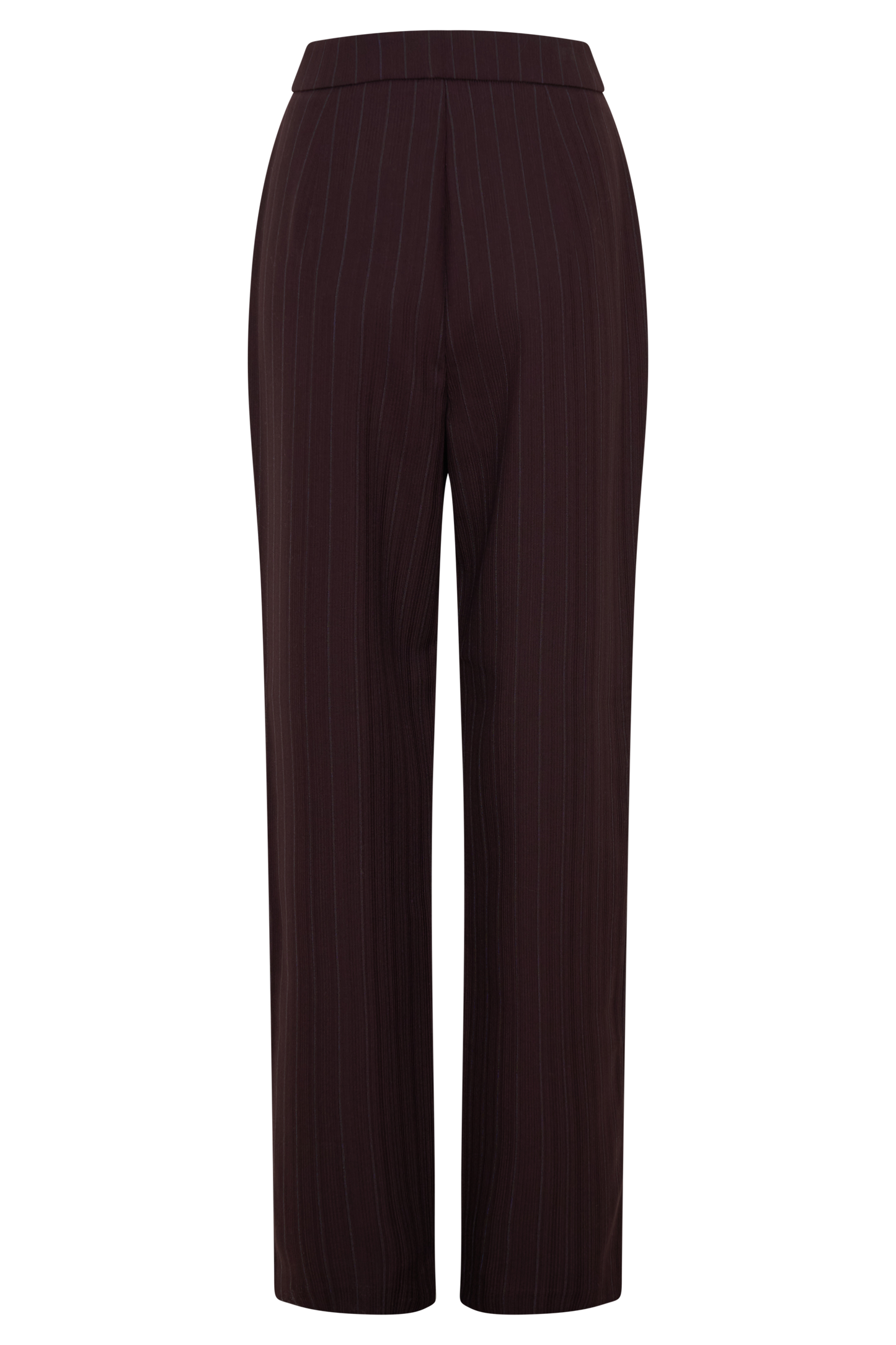 Agatha Straight Leg Suiting Pants - Plum Pinstripe