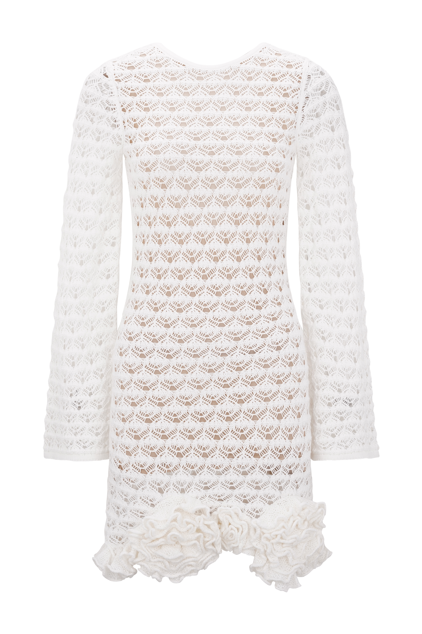 Aileen Ruffle Crochet Mini Dress - Ivory