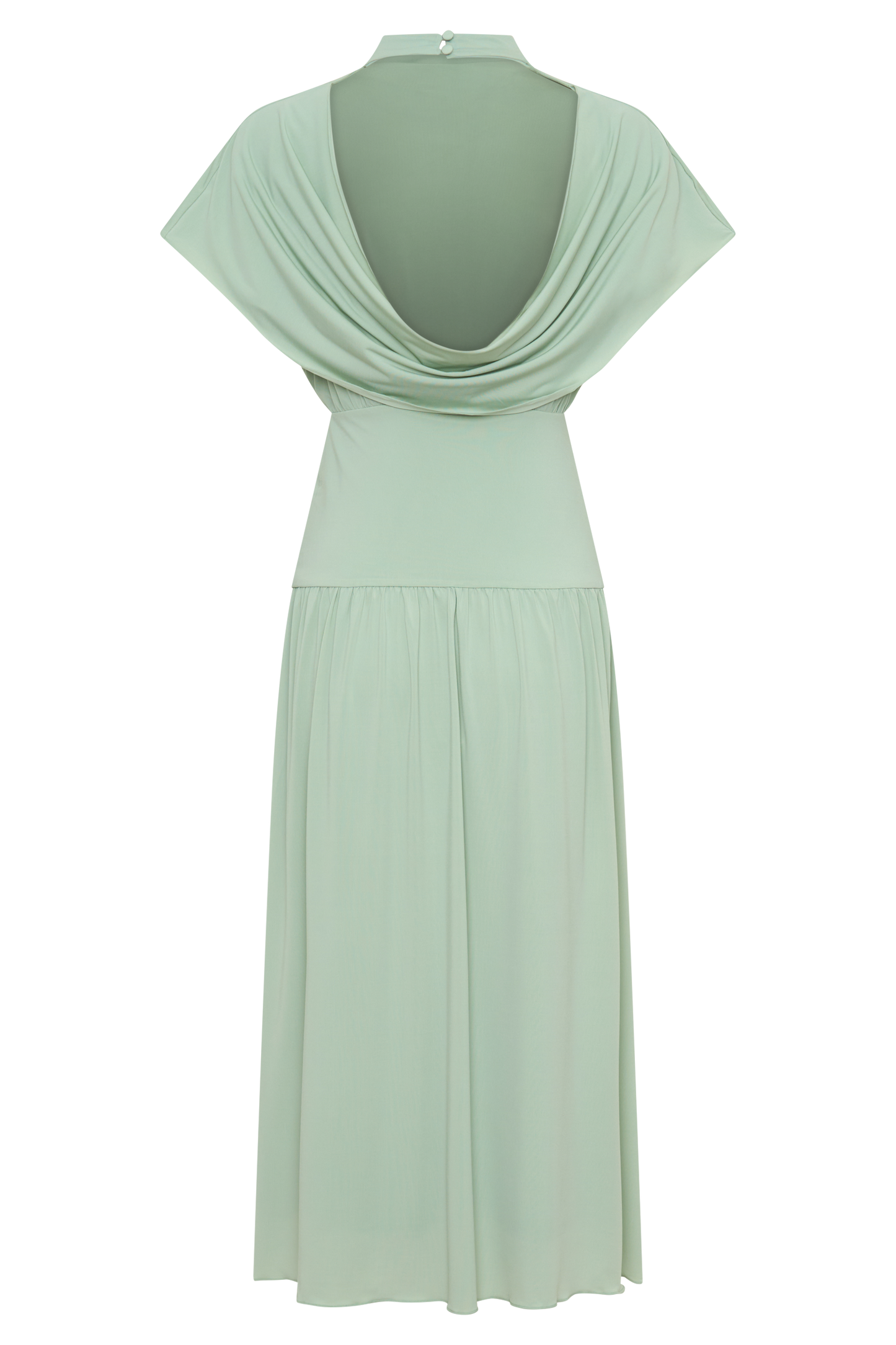 Ailla High Neck Cowl Midi Dress - Aqua Grey