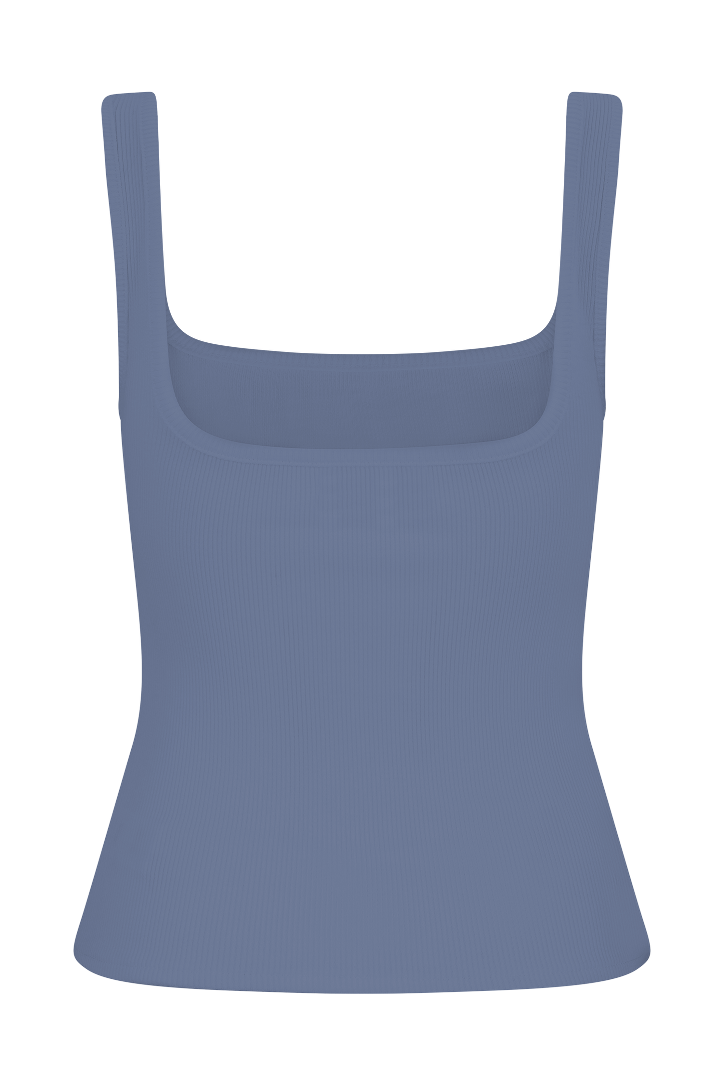 Aisling Ribbed Square Neck Sleeveless Top - Cornflower Blue