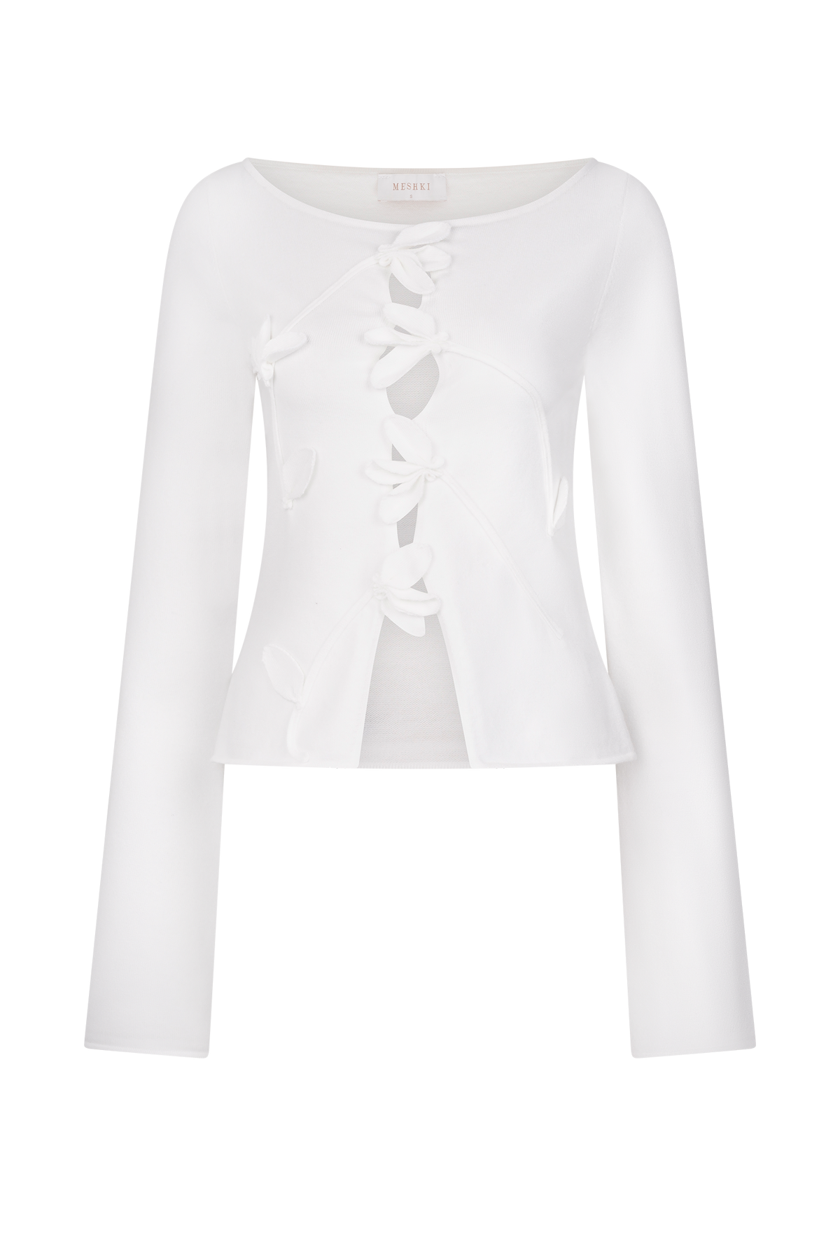 Alejandra Floral Long Sleeve Knit Top - White