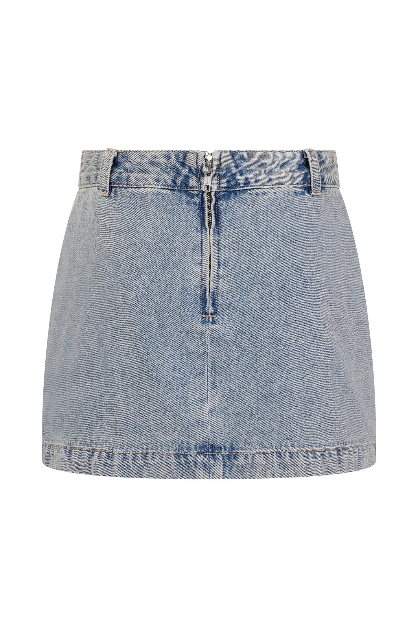 Alessia Embroidered Denim Mini Skirt - Light Vintage