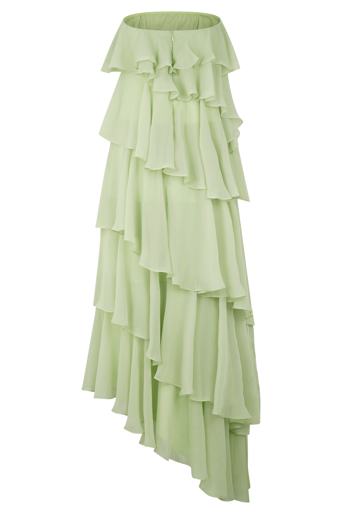 Alexa Ruffle Chiffon Maxi Dress - Pastel Lime