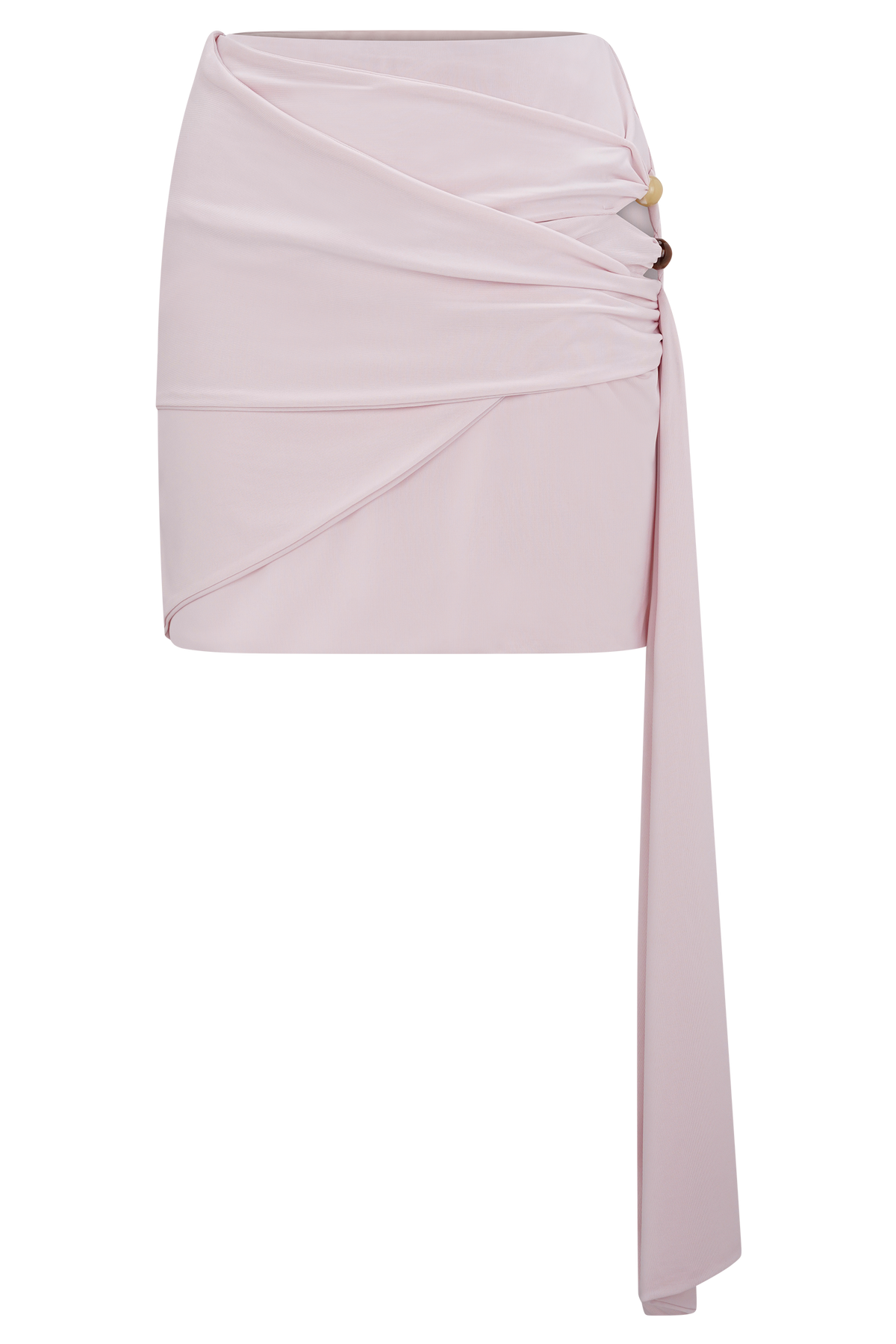 Alicent Slinky Beaded Mini Skirt - Pale Pink