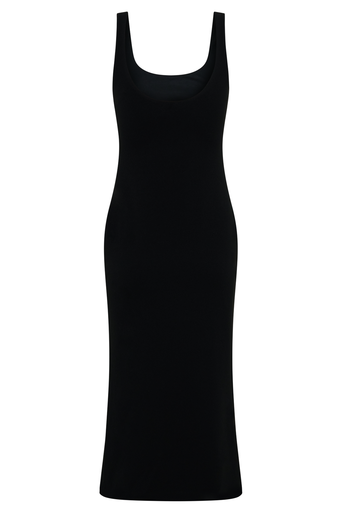 Allyra Scoop Stretch Crepe Midi Dress - Black