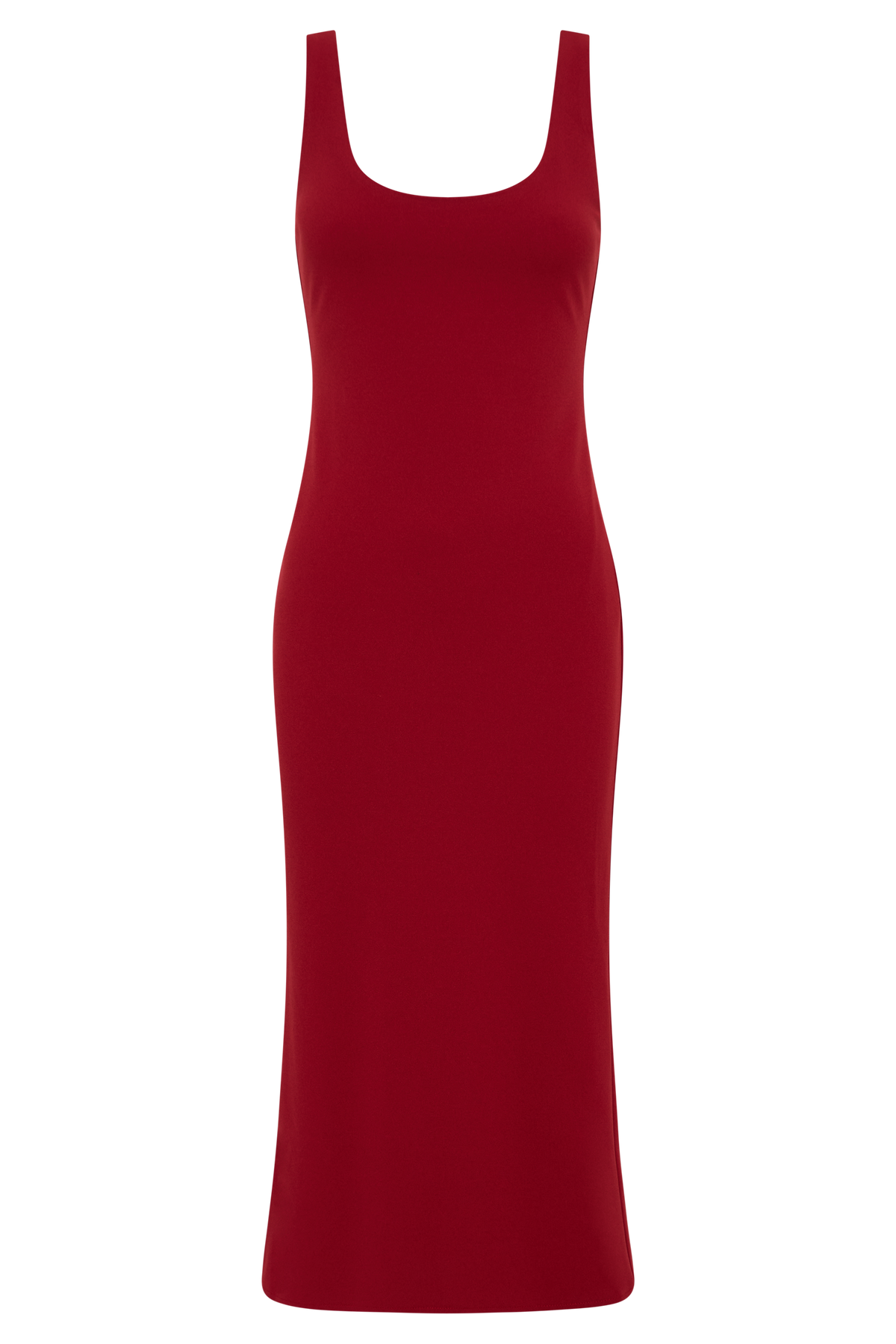 Allyra Scoop Stretch Crepe Midi Dress - Red