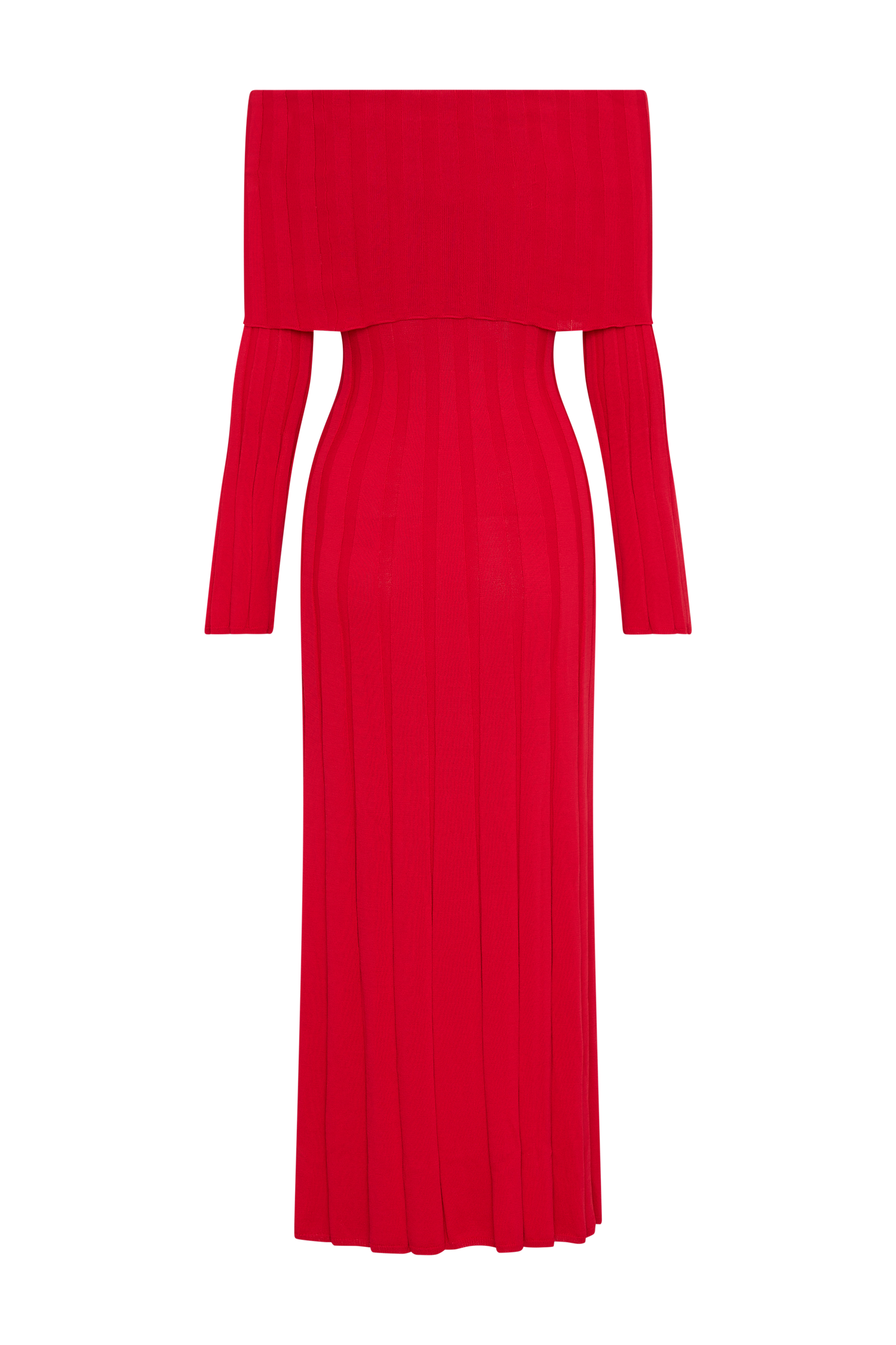 Alonza Long Sleeve Knit Midi Dress - Red