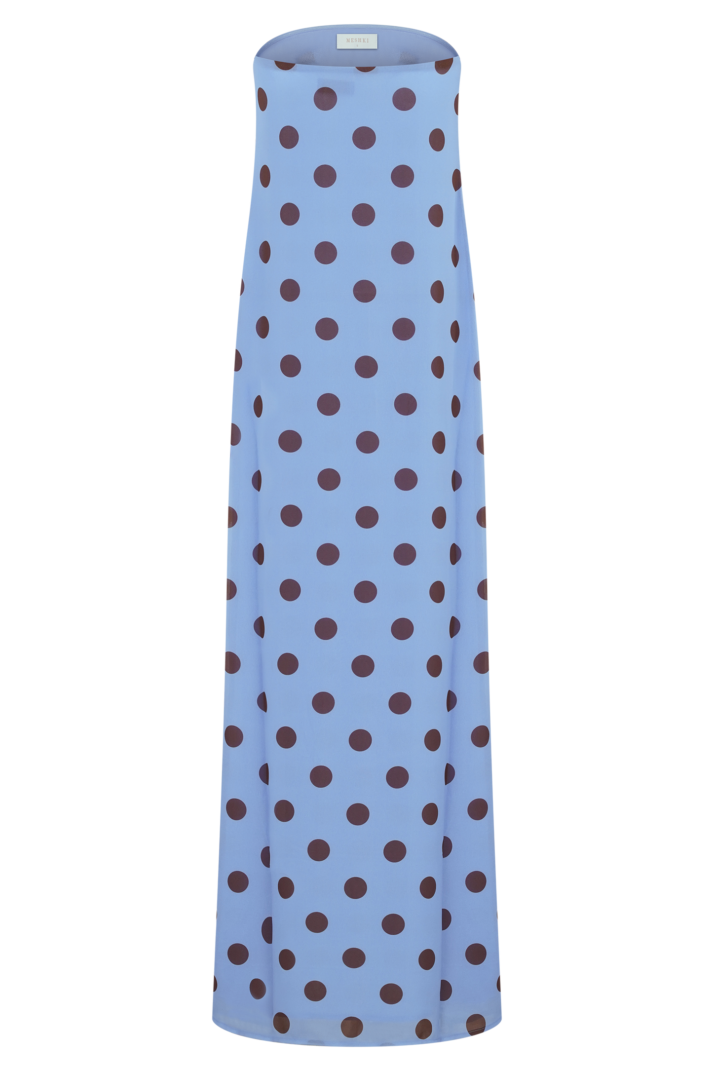Amaya Strapless Chiffon Maxi Dress - Blue Polka Dot