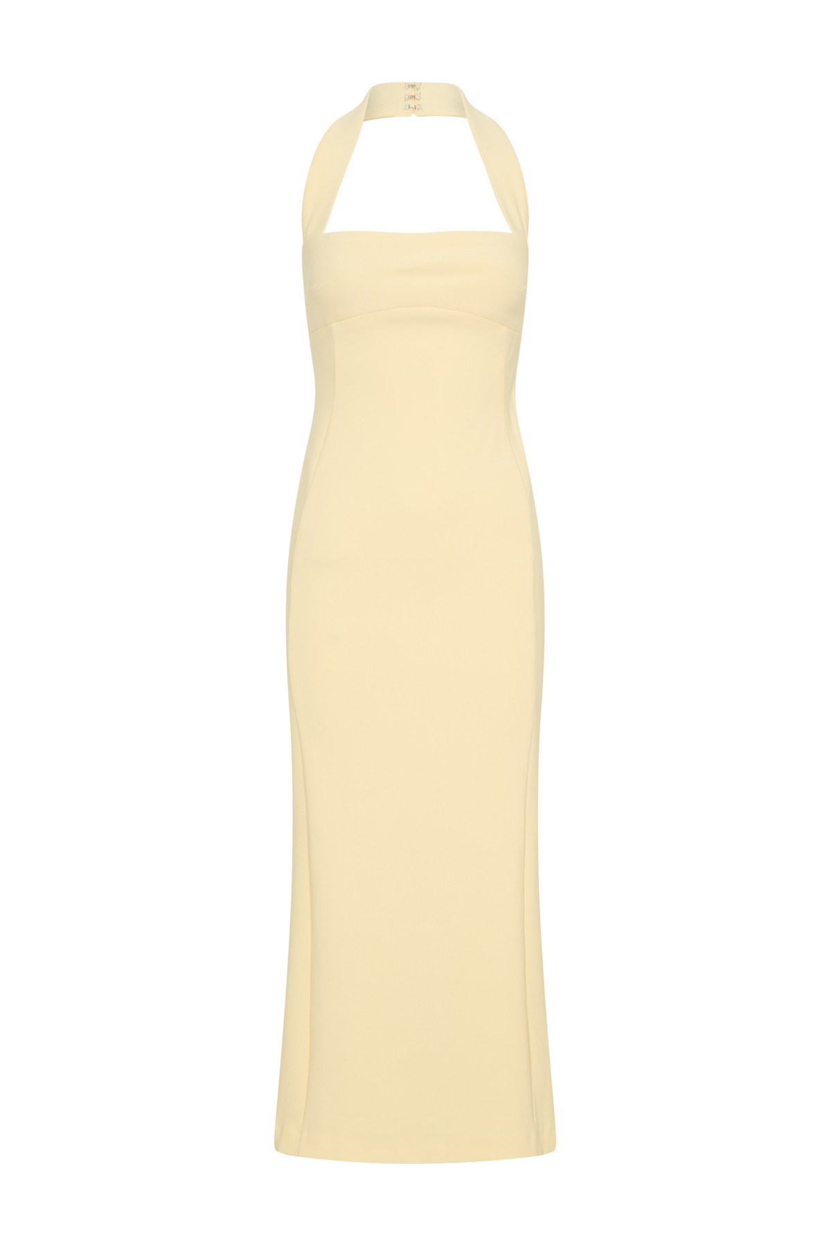 Amelita Suiting Halter Midi Dress - Pale Lemon