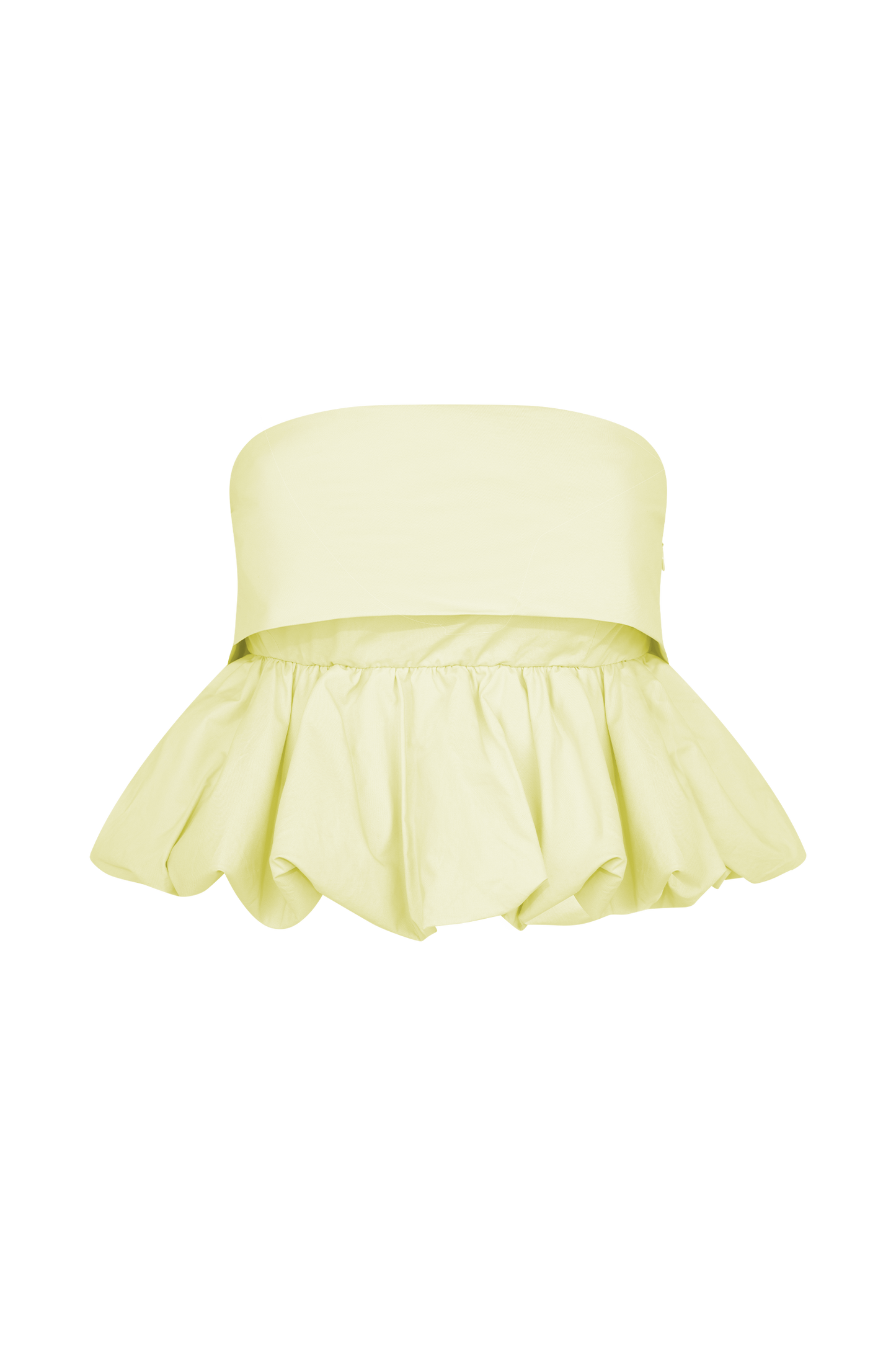 Amirah Strapless Bubble Crop Top - Lemon