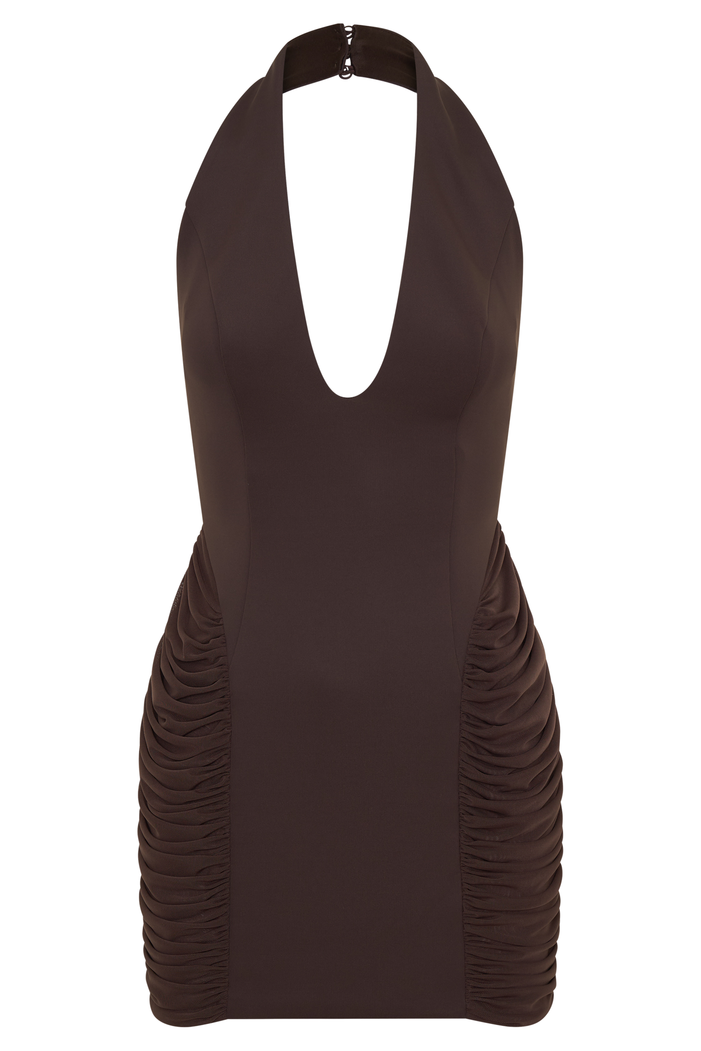 Anari Gathered Scuba Mini Dress - Dark Chocolate
