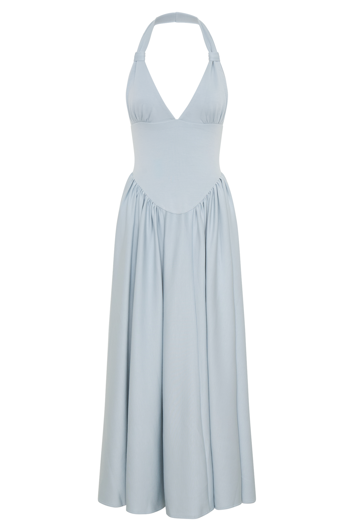 Angelina Scuba Halter Midi Dress - Pale Blue