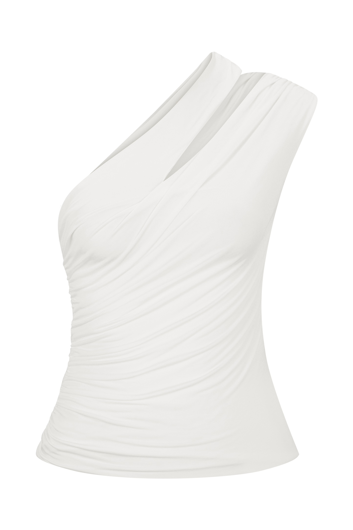 Anna One Shoulder Modal Top - White