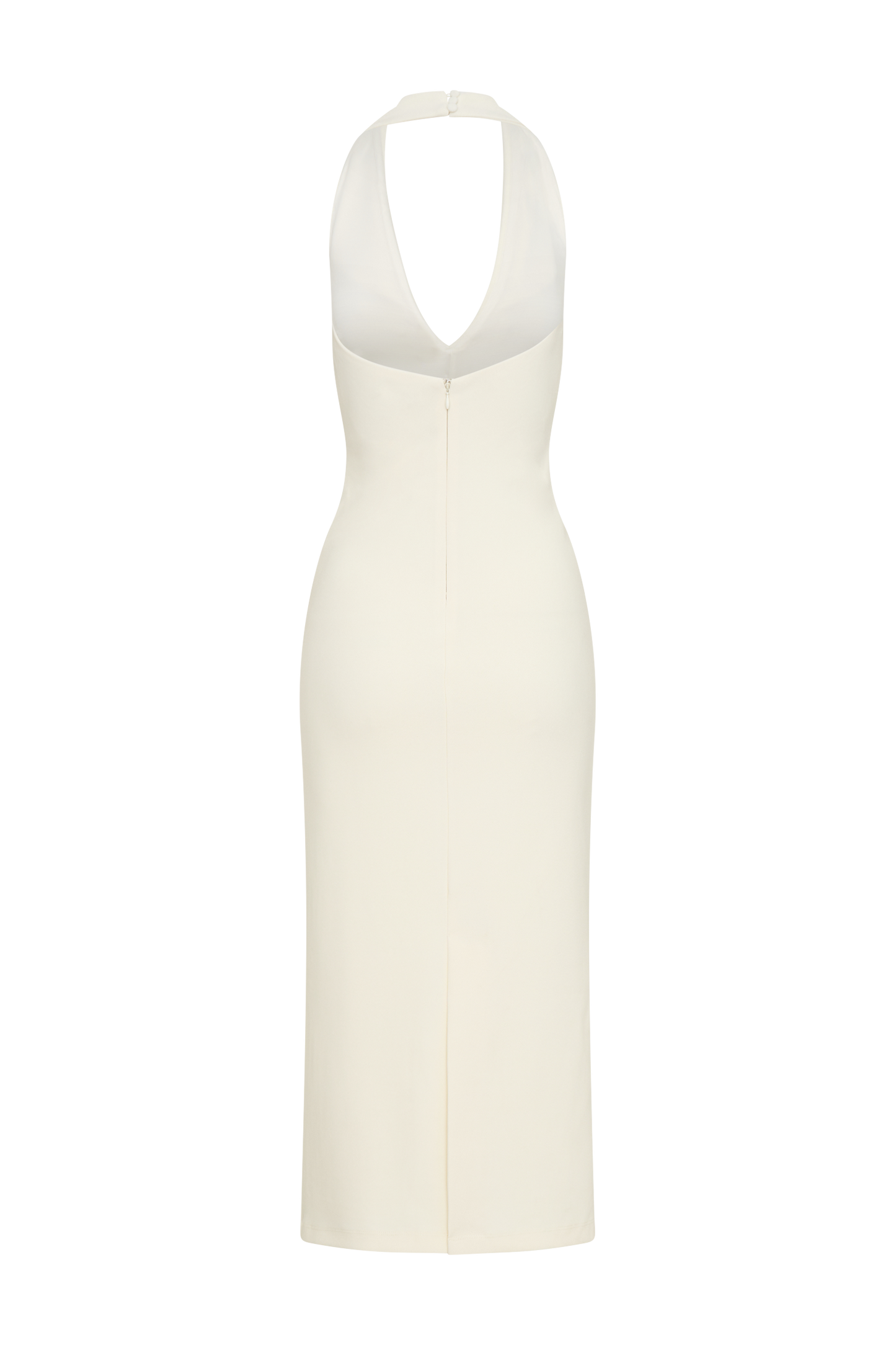 Annita Crepe Halter Midi Dress - Ivory