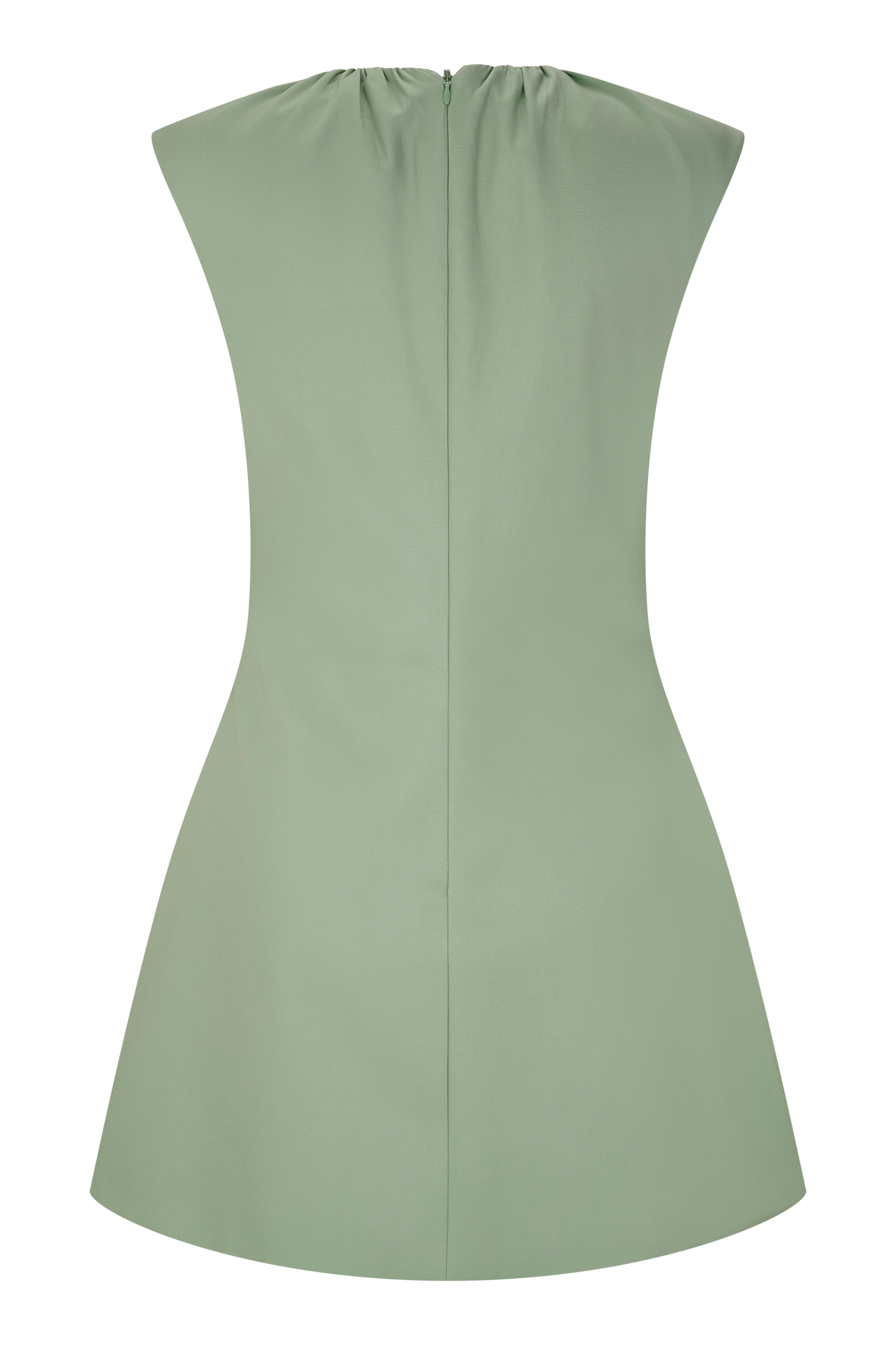 Ariana Pleated Neck Mini Dress - Sage