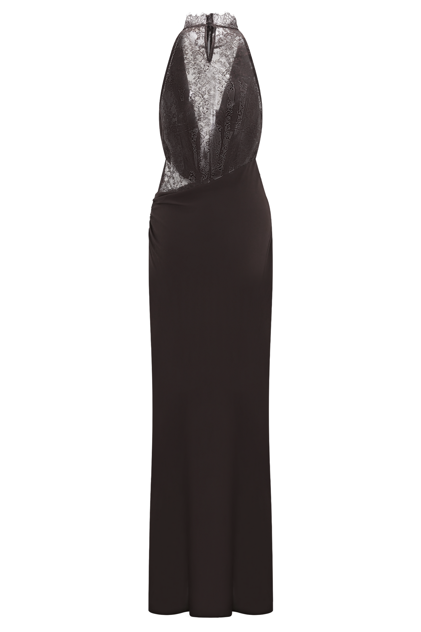 Arra Chiffon And Lace Halter Maxi Dress - Cacao Brown