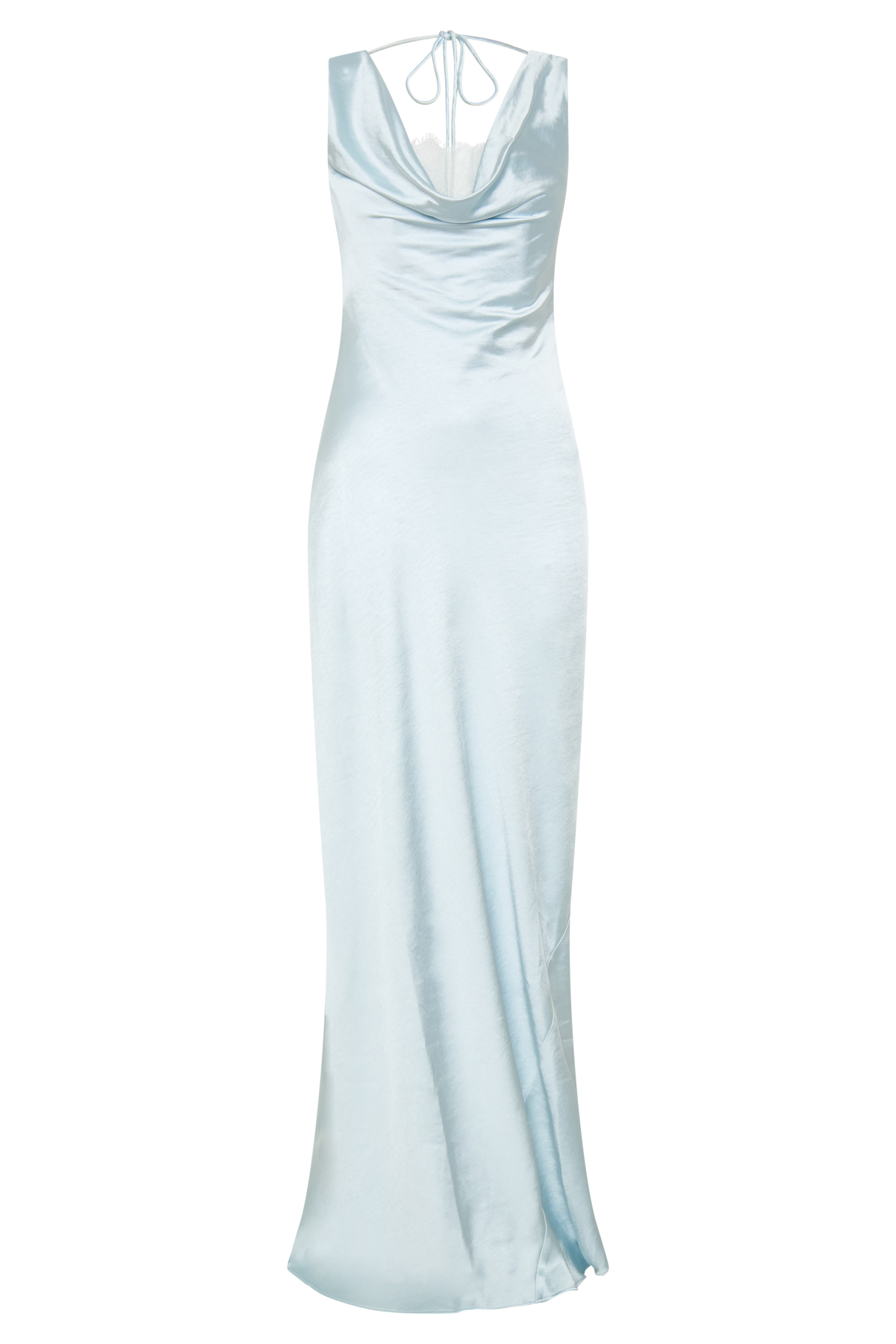 Ashley Cowl Neck Lace And Satin Maxi Dress - Ice Blue