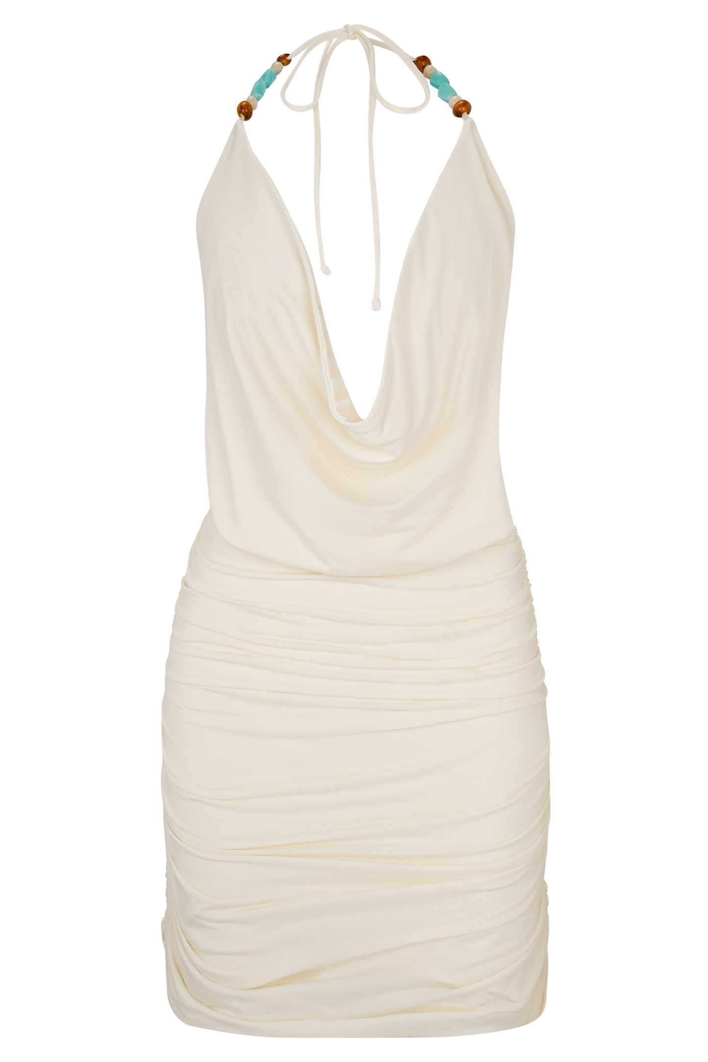 Astraeus Beaded Cowl Mini Dress - Ivory