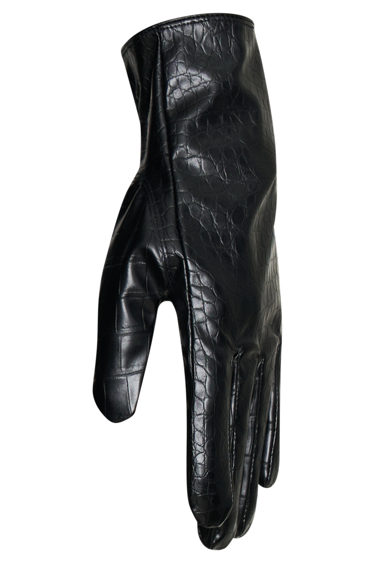 Atlas Faux Leather Crocodile Gloves - Black