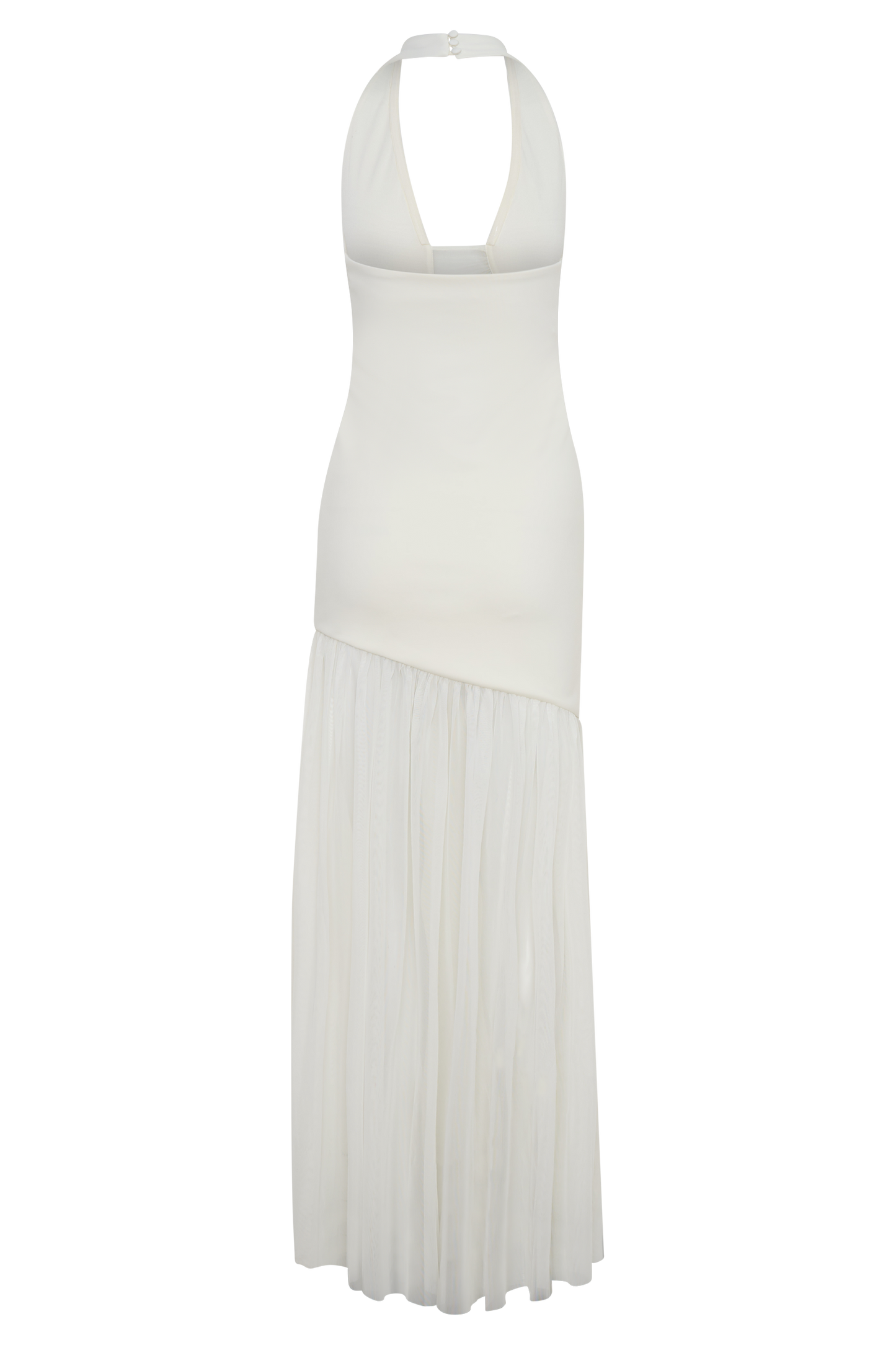 Aubree Crepe And Mesh Maxi Dress - Ivory