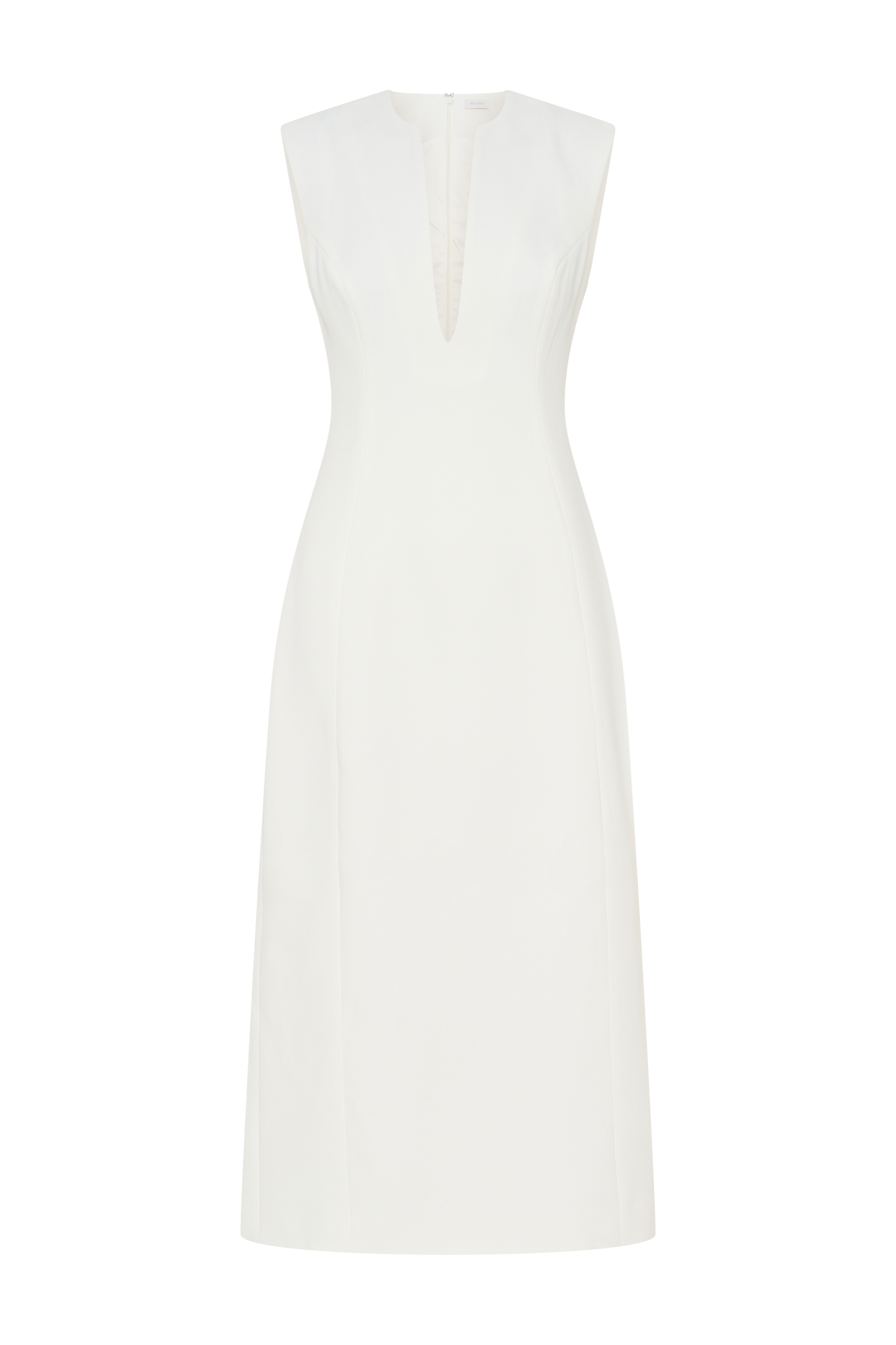 Audrine Suiting Sleeveless Midi Dress - Ivory