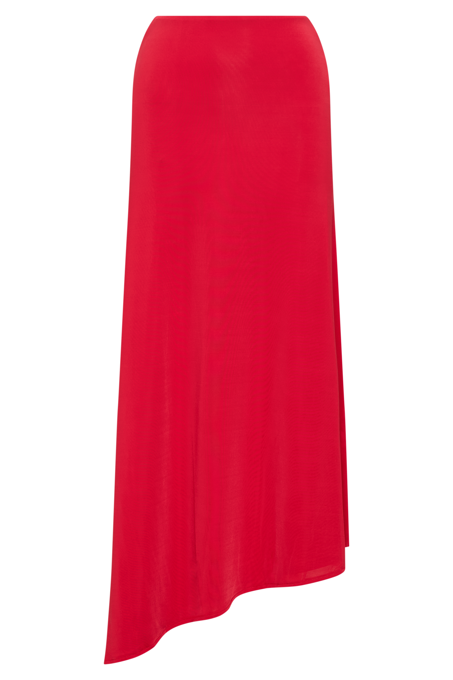 Bea Asymmetrical Slinky Maxi Skirt - Pomegranate