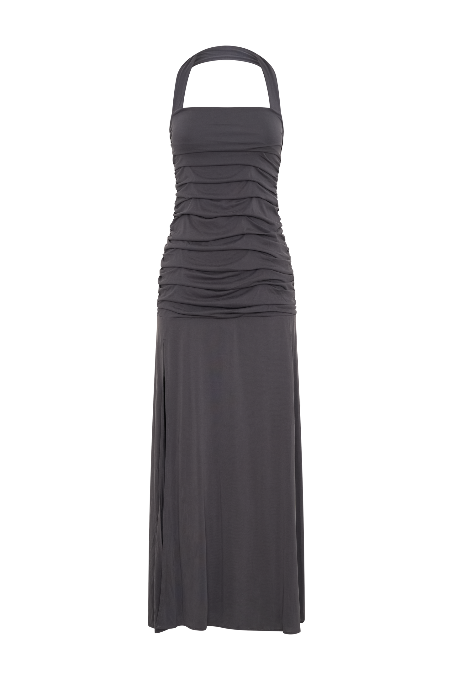 Bentley Peached Jersey Halter Maxi Dress - Charcoal