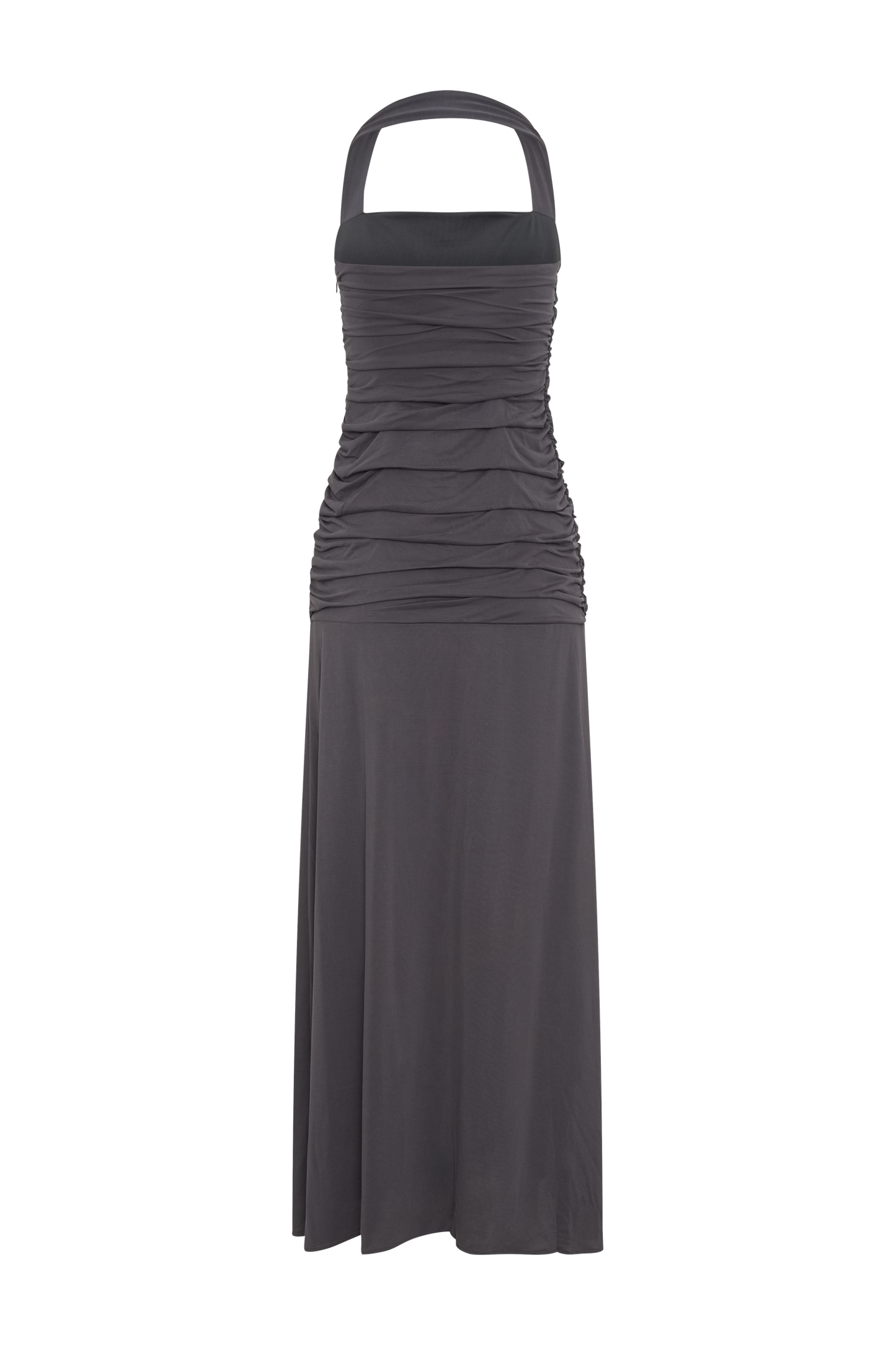 Bentley Peached Jersey Halter Maxi Dress - Charcoal