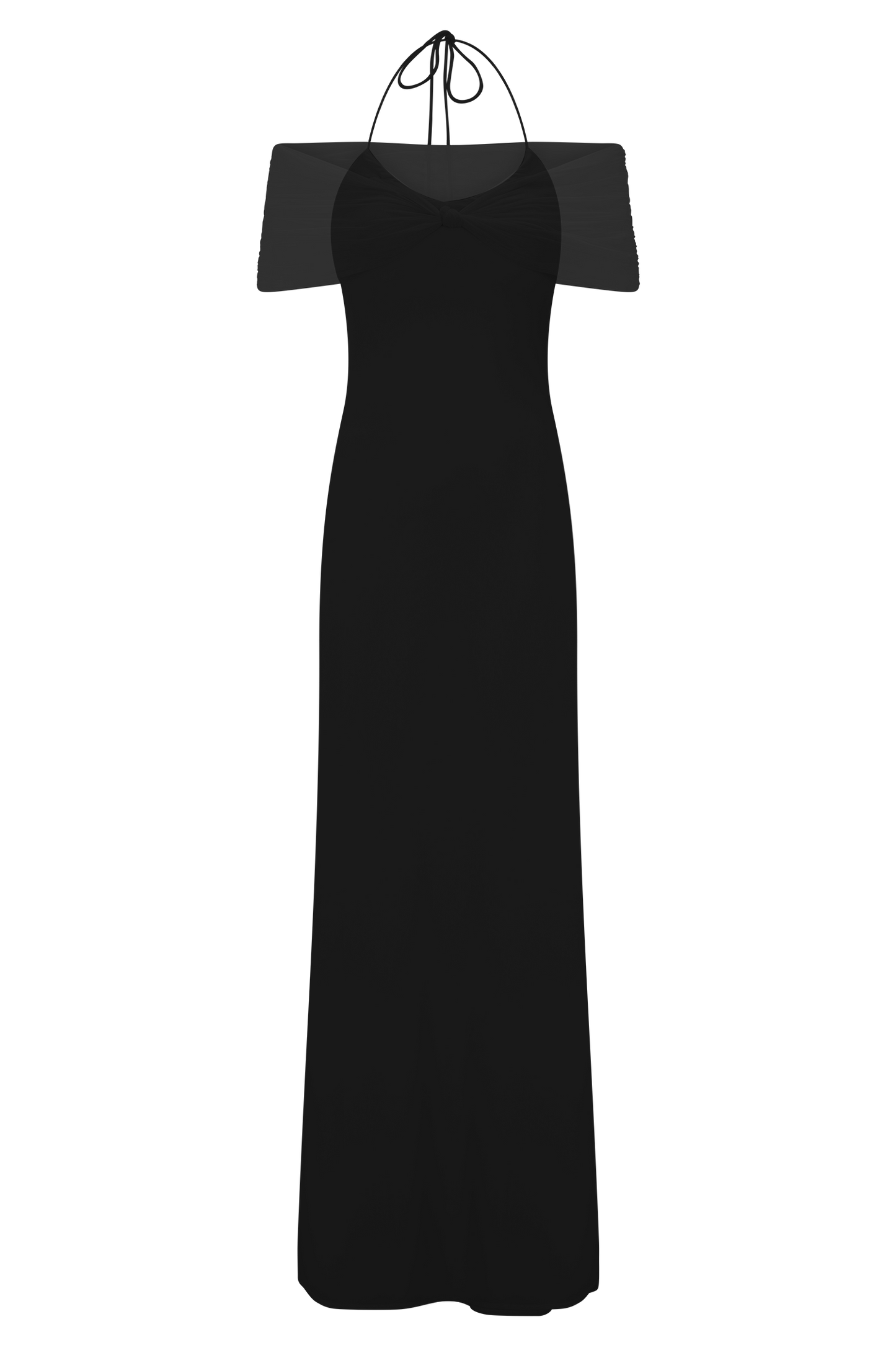 Bernadina Mesh And Slinky Halter Maxi Dress - Black