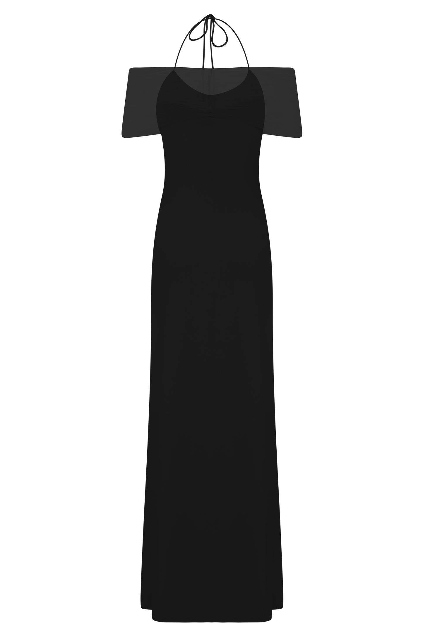 Bernadina Mesh And Slinky Halter Maxi Dress - Black