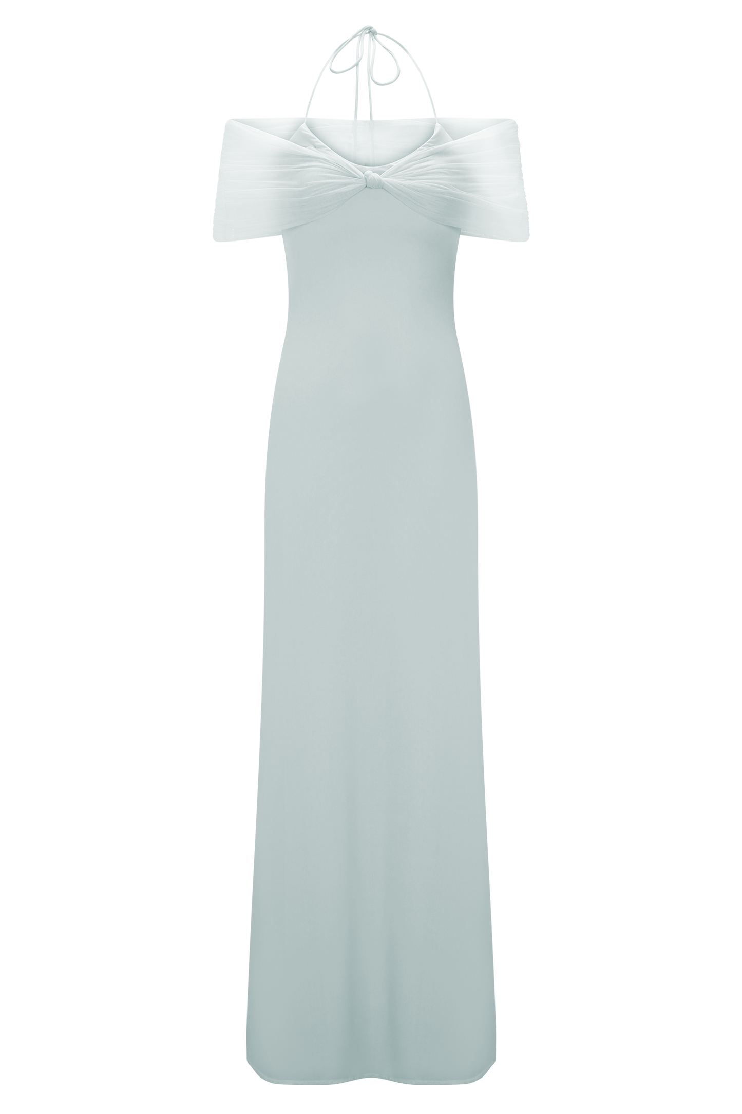 Bernadina Mesh And Slinky Halter Maxi Dress - Pale Blue