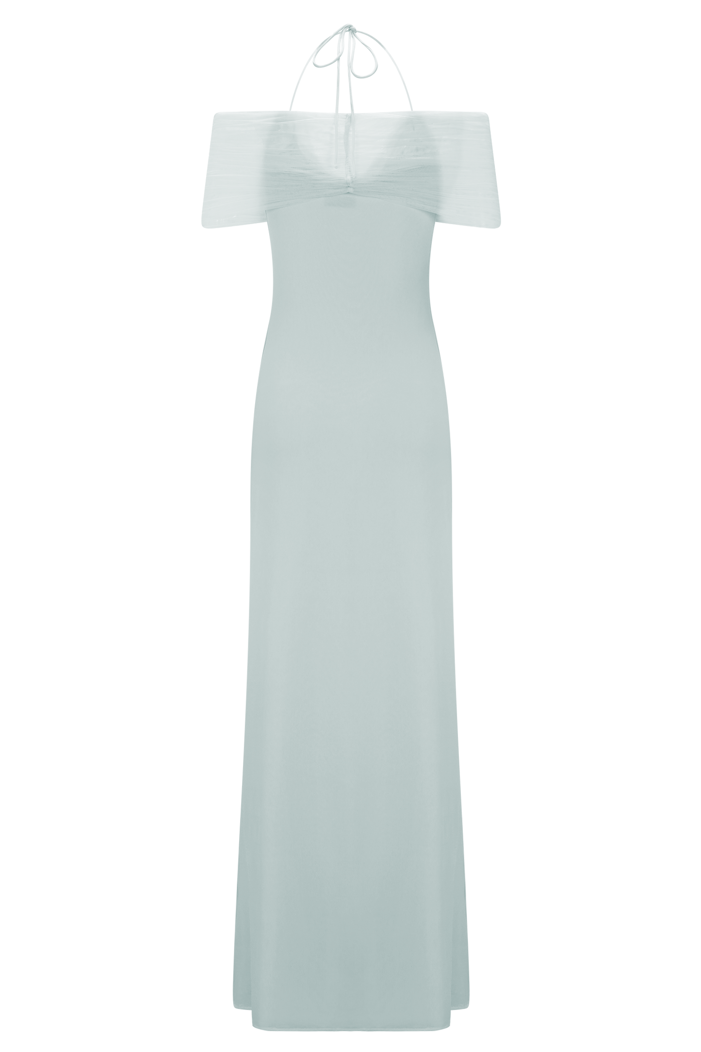 Bernadina Mesh And Slinky Halter Maxi Dress - Pale Blue