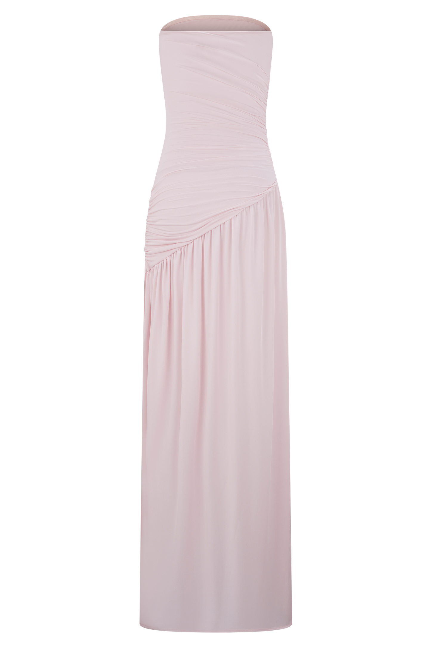 Bex Strapless Slinky Maxi Dress With Split - Pale Pink