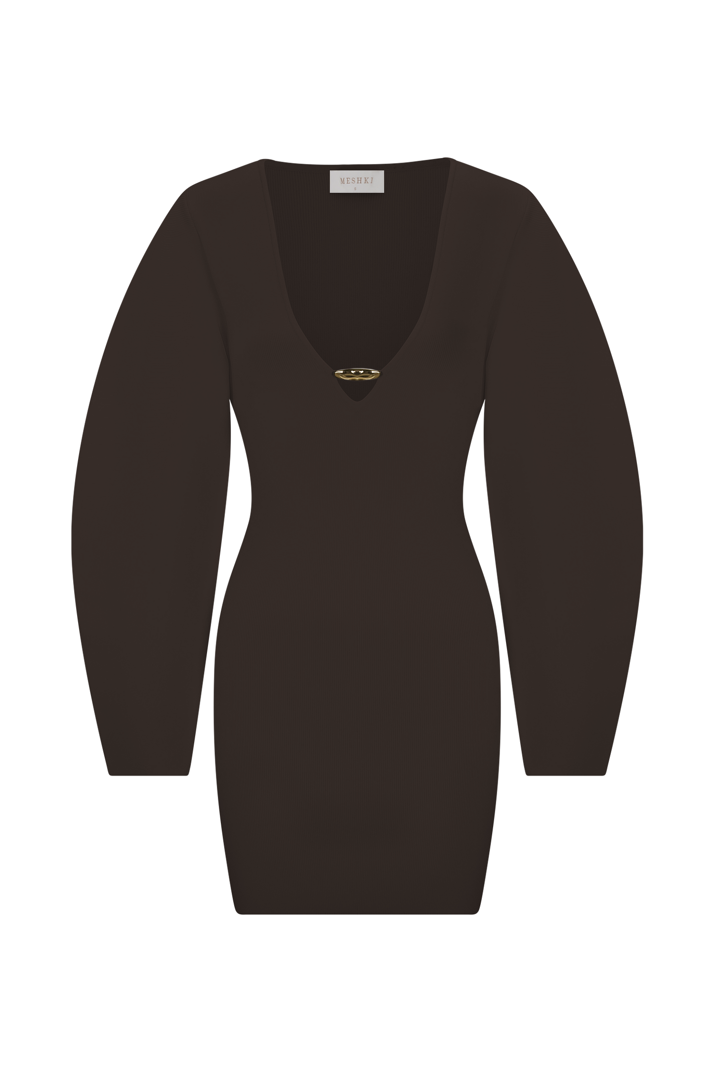 Billy Balloon Sleeve Knit Mini Dress - Dark Chocolate