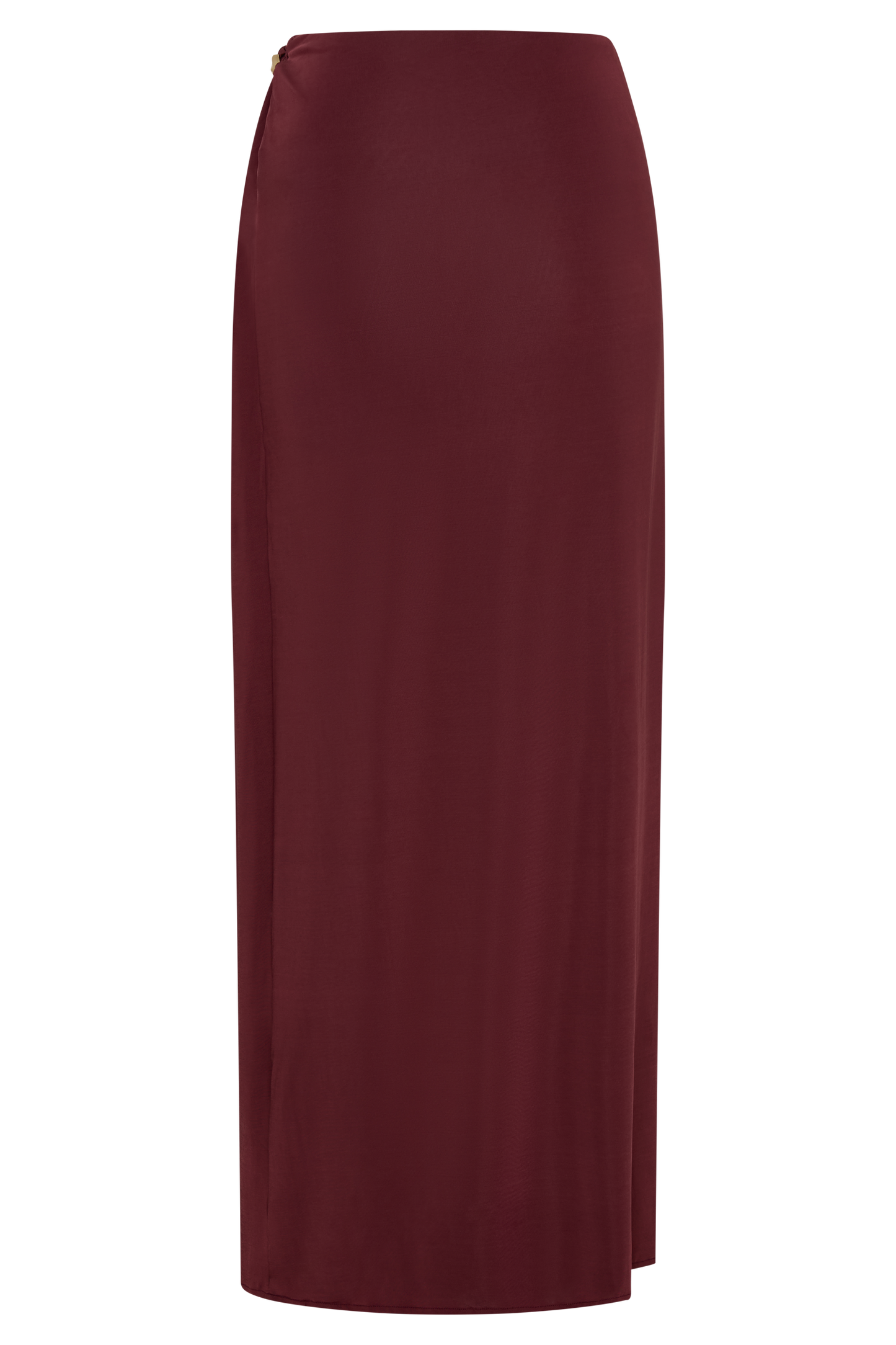 Bridget Slinky Maxi Skirt With Hardware - Burgundy
