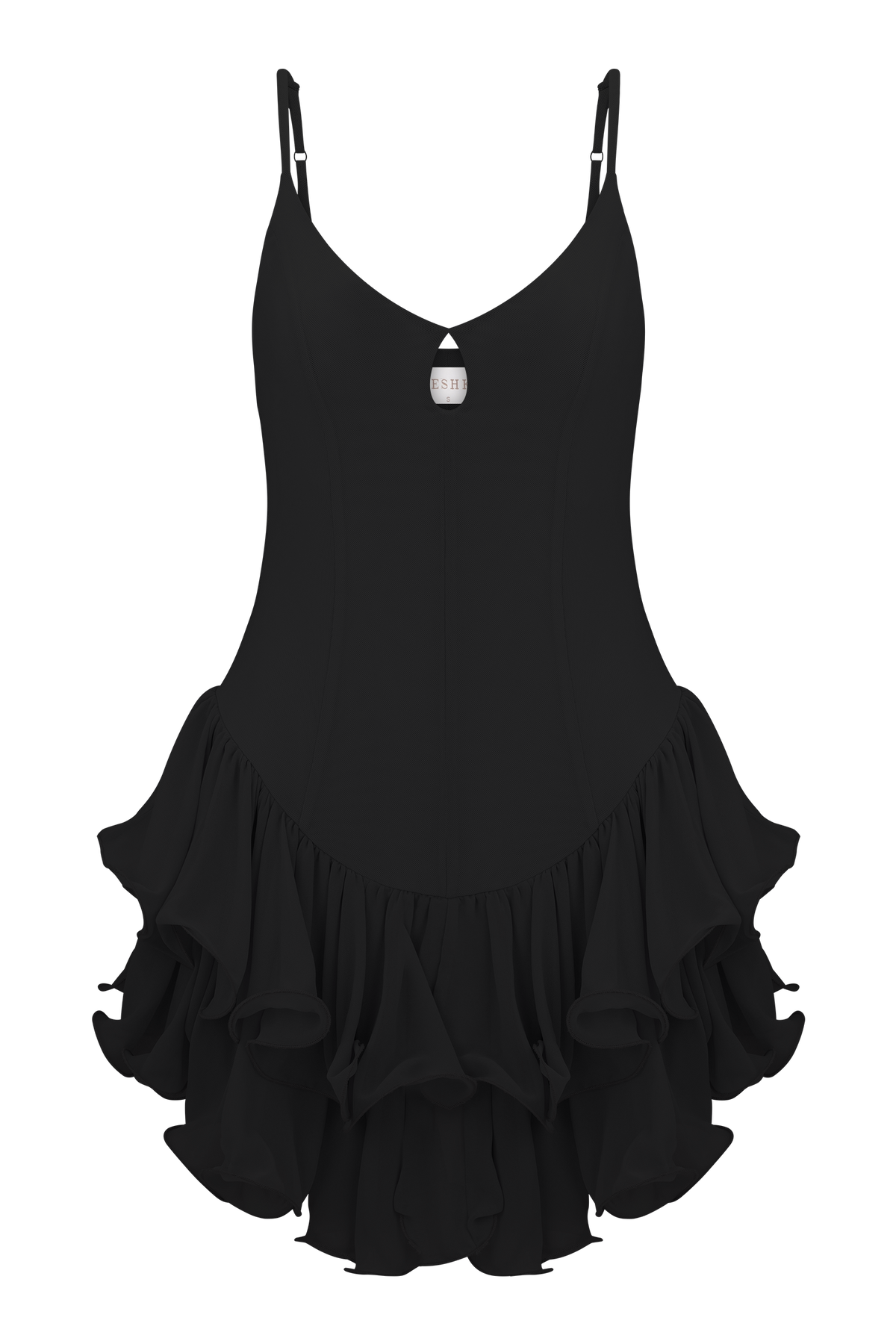 Calantha Ruffle Mesh Mini Dress - Black