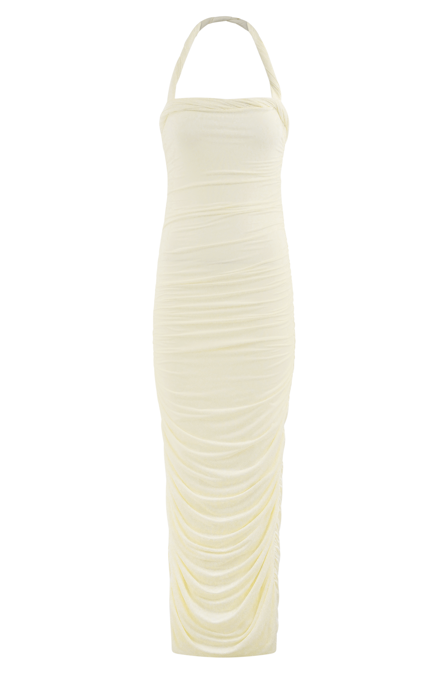 Camila Ruched Halter Midi Dress - Ivory