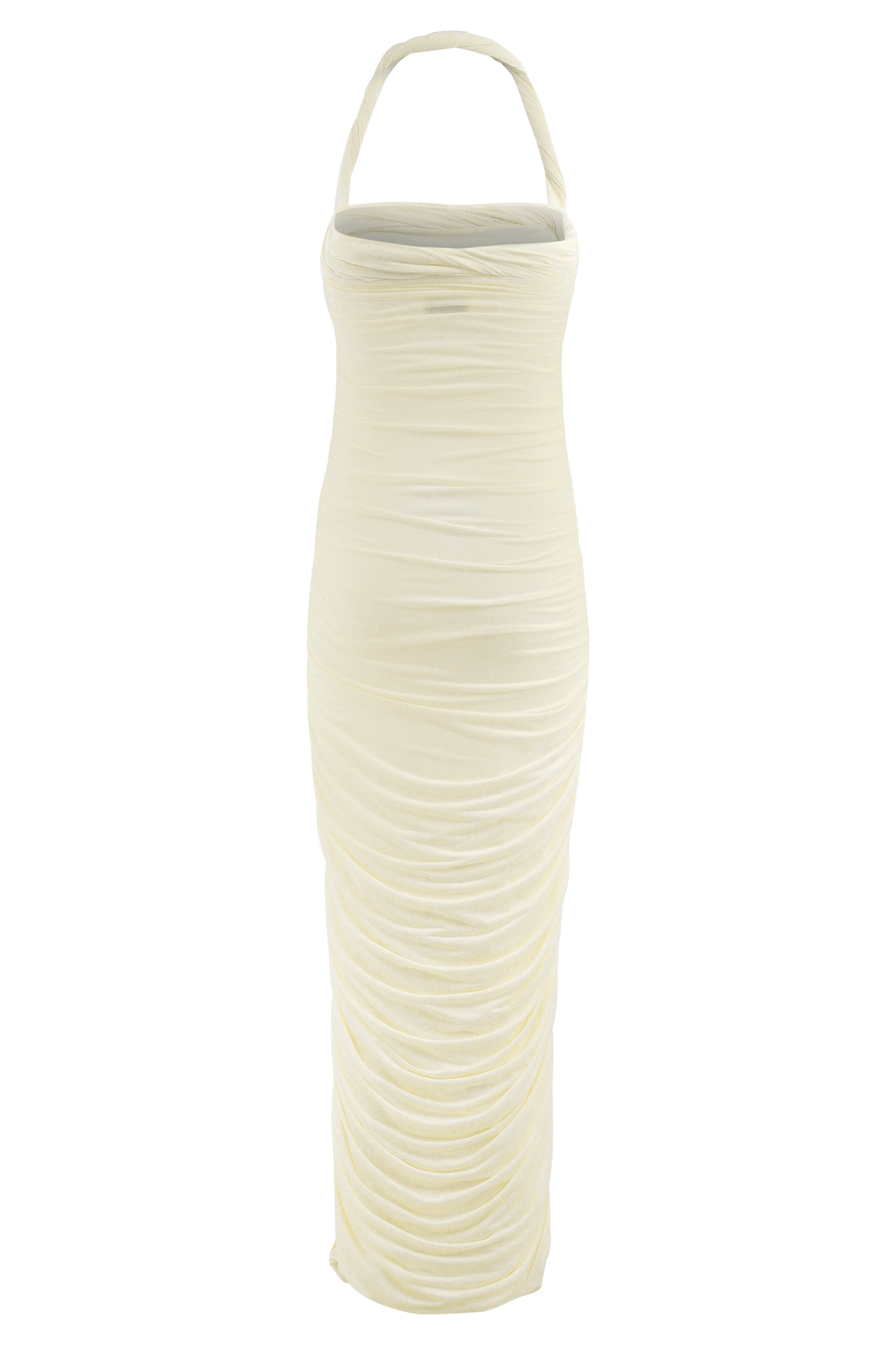 Camila Ruched Halter Midi Dress - Ivory