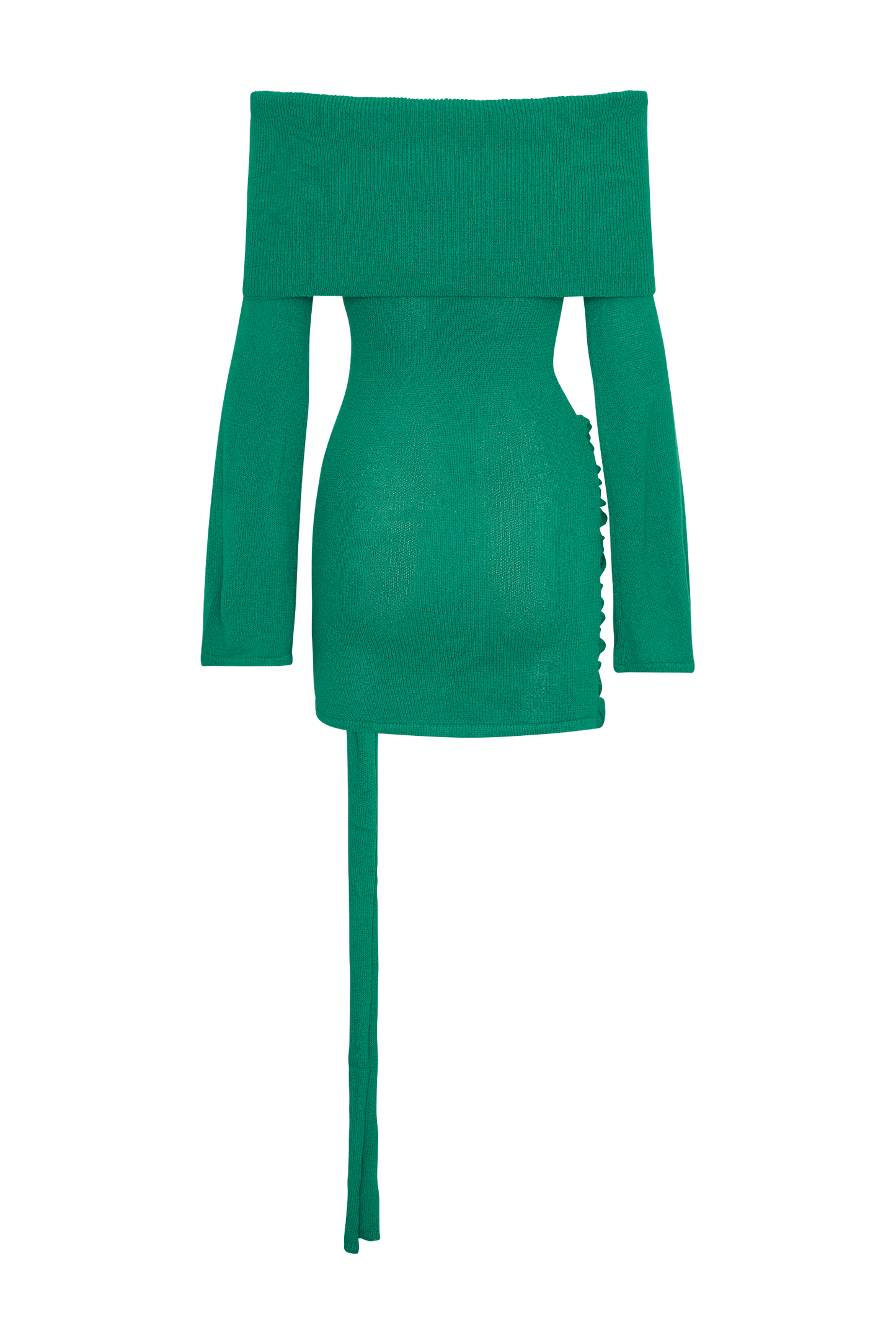 Camryn Off Shoulder Tie Knit Mini Dress - Green
