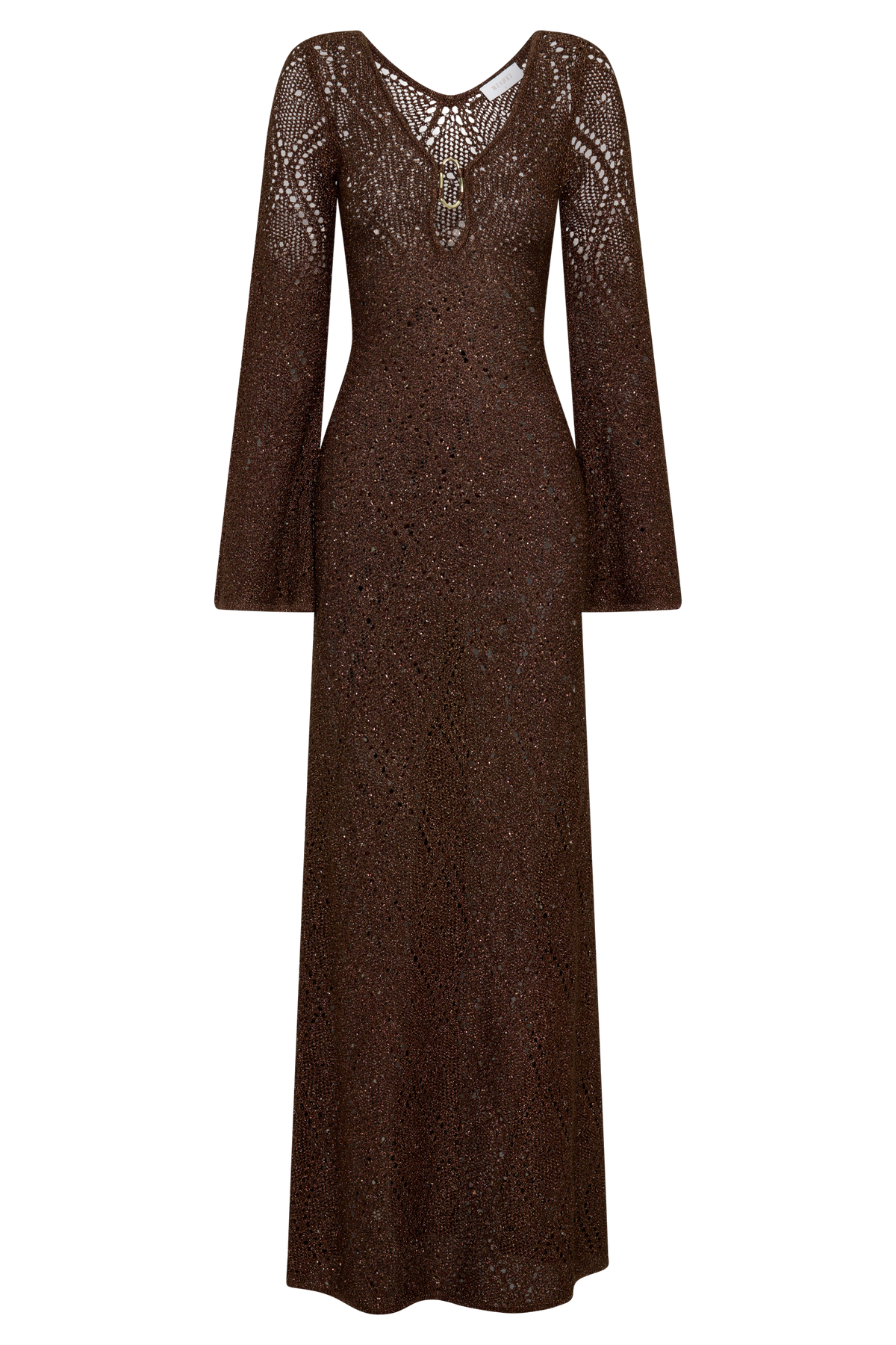 Chelsea Lurex Crochet Maxi Dress - Bronze
