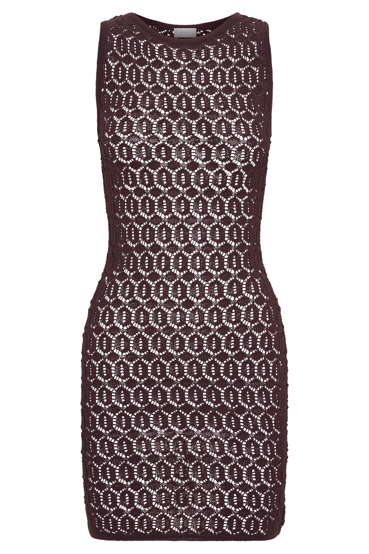 Cherly Knit Crochet Mini Dress - Chocolate