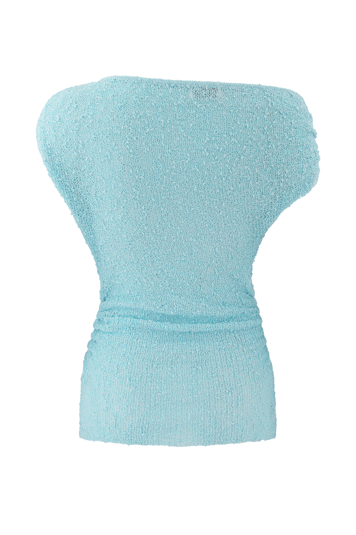 Chloe Off Shoulder Boucle Knit Top - Light Blue