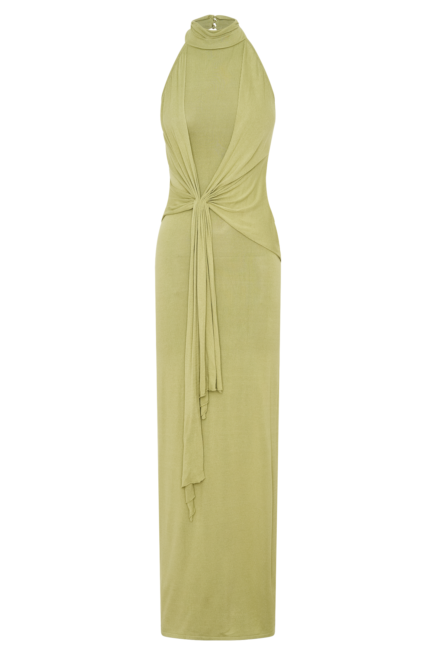 Cindylou Halter Knit Maxi Dress - Light Olive