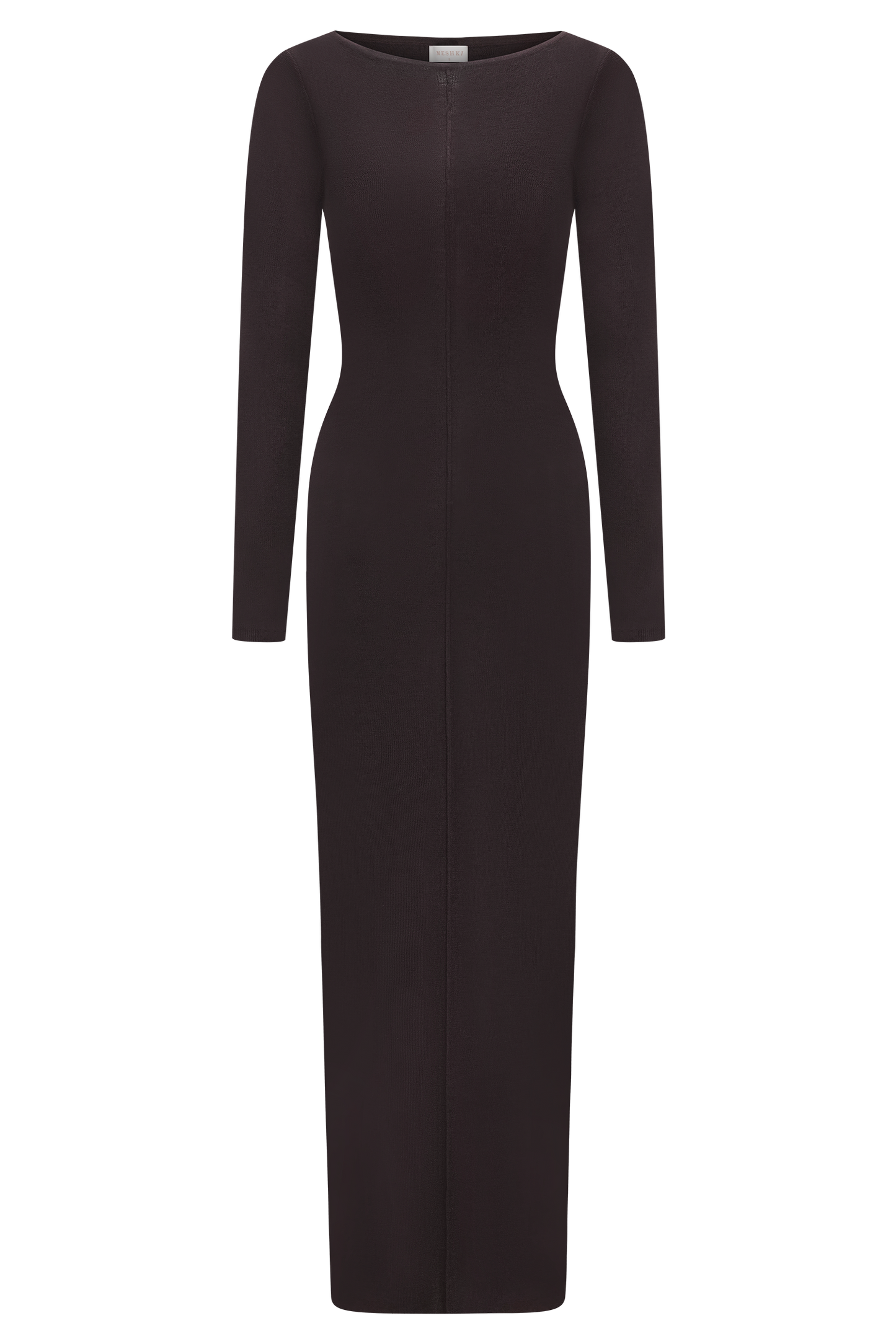 Cleona Merino Wool Ribbed Long Sleeve Maxi Dress - Deep Chocolate