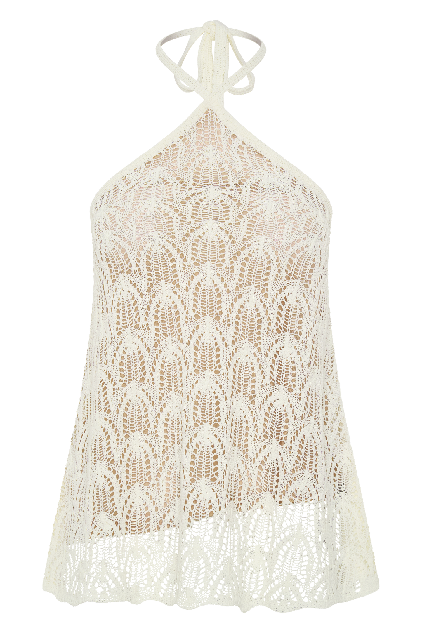 Corey Crochet Halter Neck Top - Ivory