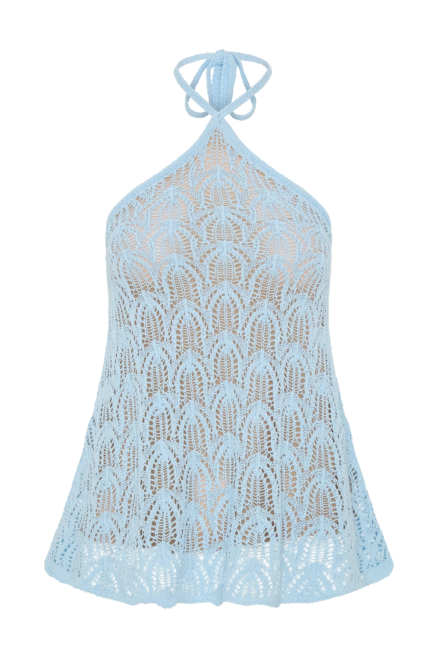 Corey Crochet Halter Neck Top - Light Blue